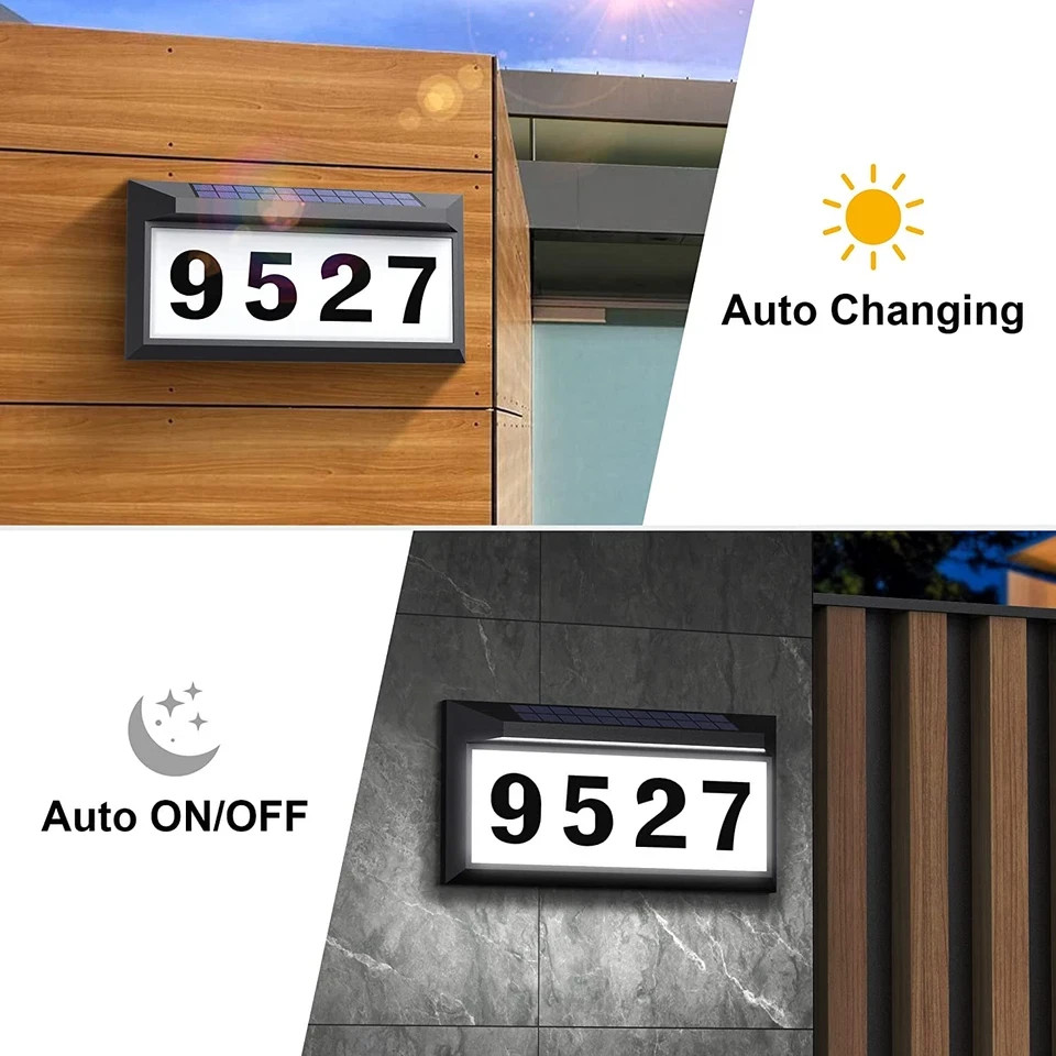 Solar Address Sign, Lighted Address Plaque Outdoor Waterproof, Illuminated Addre