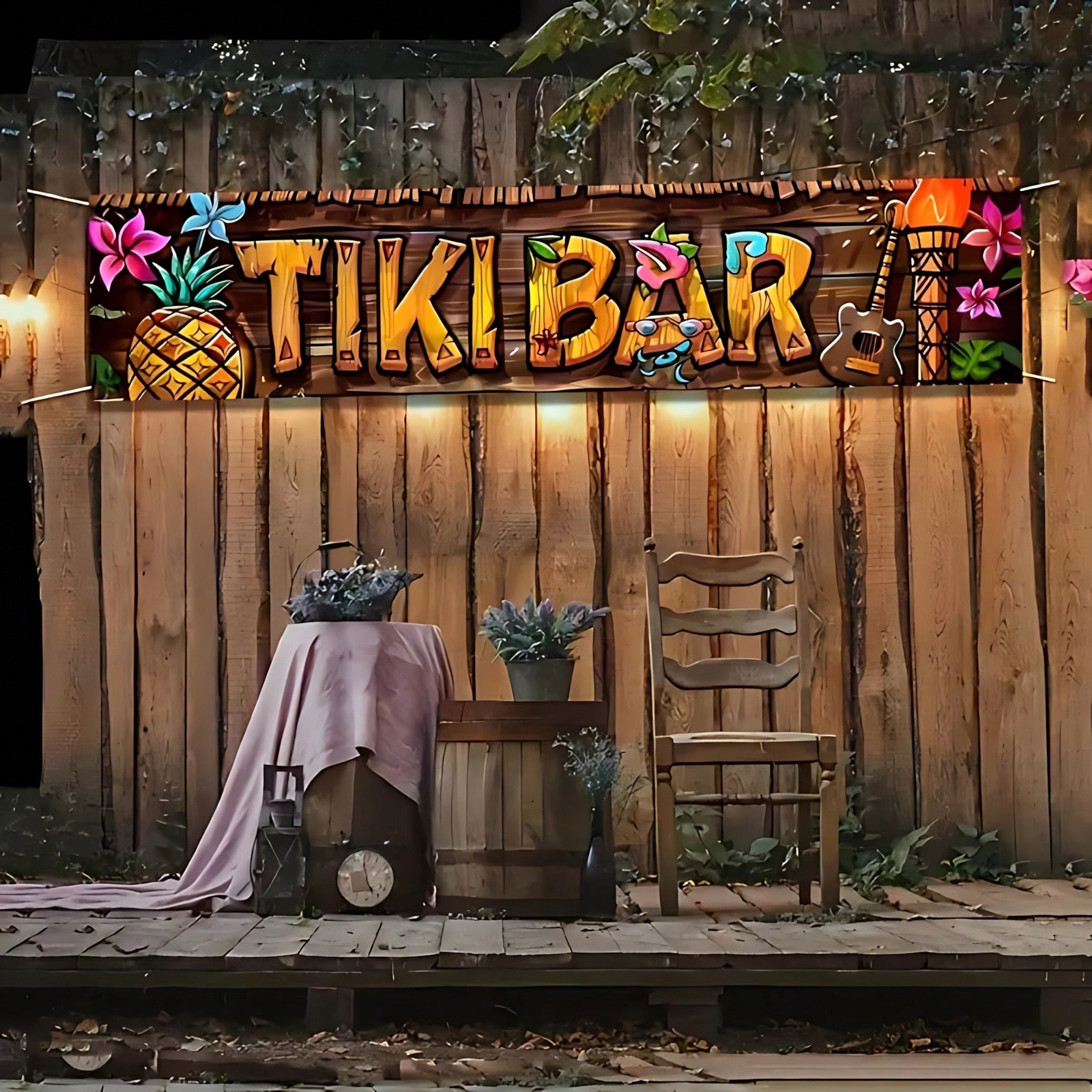 Multicolor Tiki Bar Banner 50x200cm Tropical Party Decor For Patio Garden