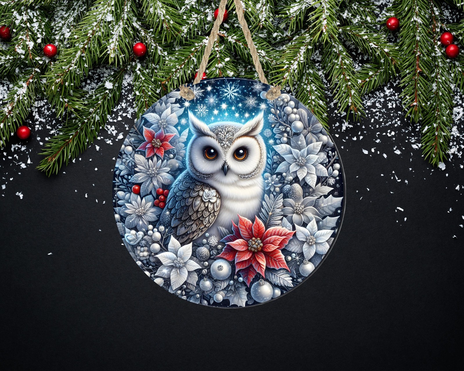 Winter Owl Door Sign Aluminum Outdoor Decor Waterproof Smooth Finish
