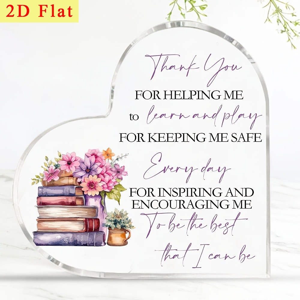 Thank You For Helping Me Learn Heart Shaped Acrylic Plaque Teacher Gift Decor