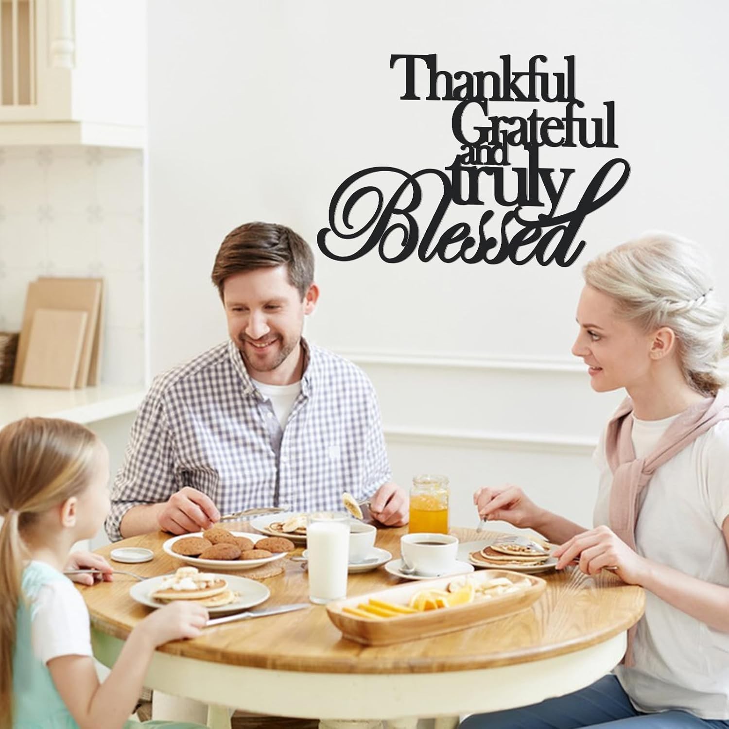 KOYILTD Classic Thankful Grateful Blessed Wall Decor – Black Medium,