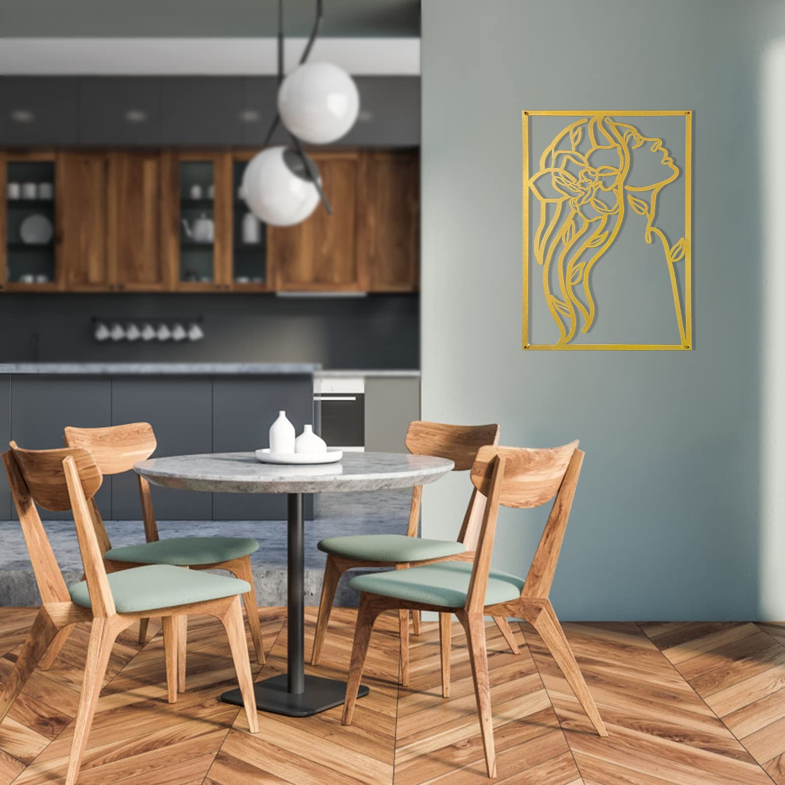 3 PCS Gold Metal Wall Decor Minimalist Line Art Female Body Room 15 Inch