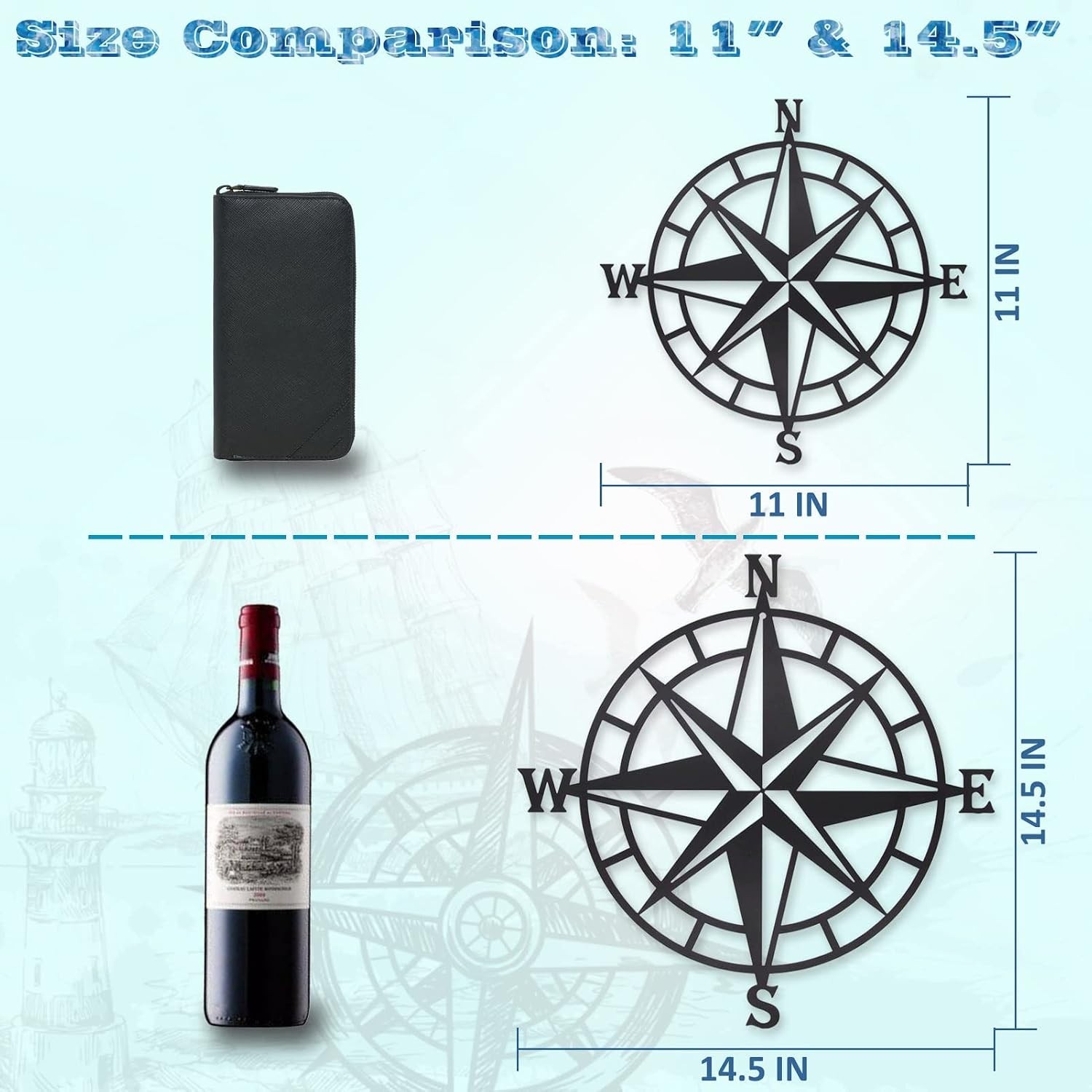 Black Metal Decorative Nautical Compass Wall Décor, Ocean Theme Wall Hanging …