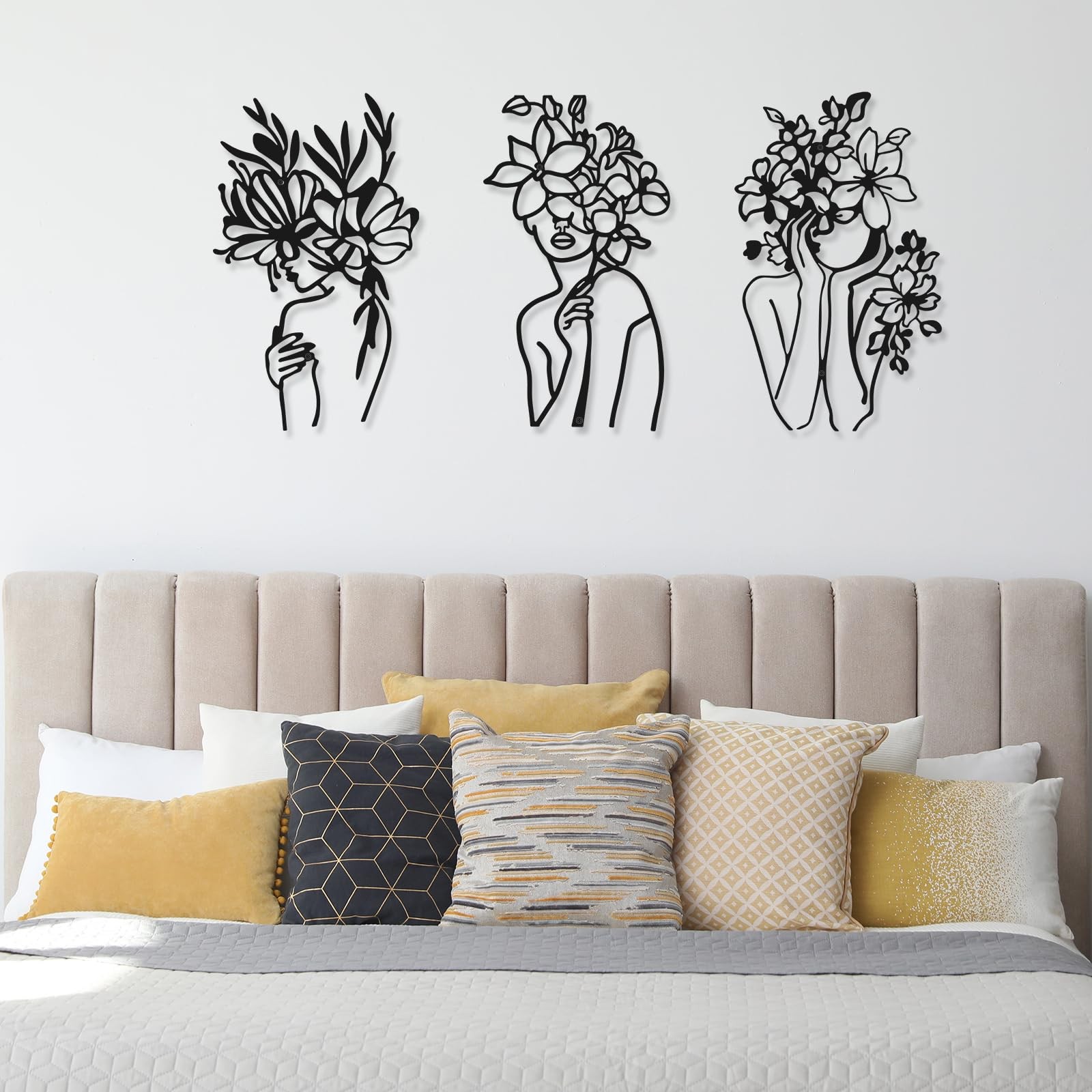 3 PCS Metal Wall Art Decor Minimalist Abstract Woman Modern Line Drawing Sign