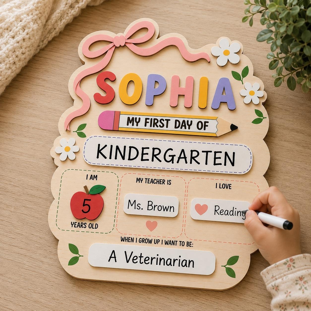 Custom First Day Kindergarten Sign, Personalized School Photo Board