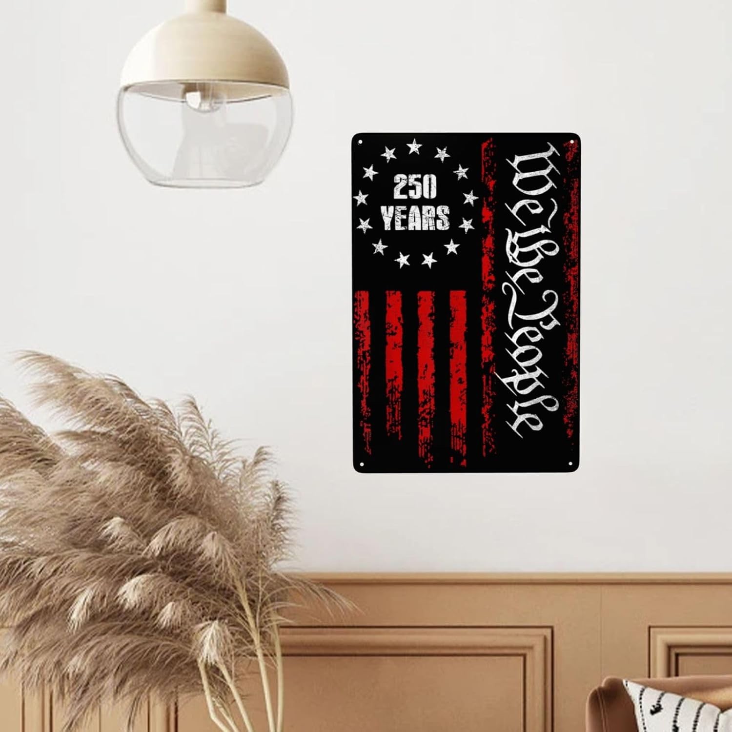 Distressed Patriotic Metal Sign We the People 250 Years 4th of July Home Decor