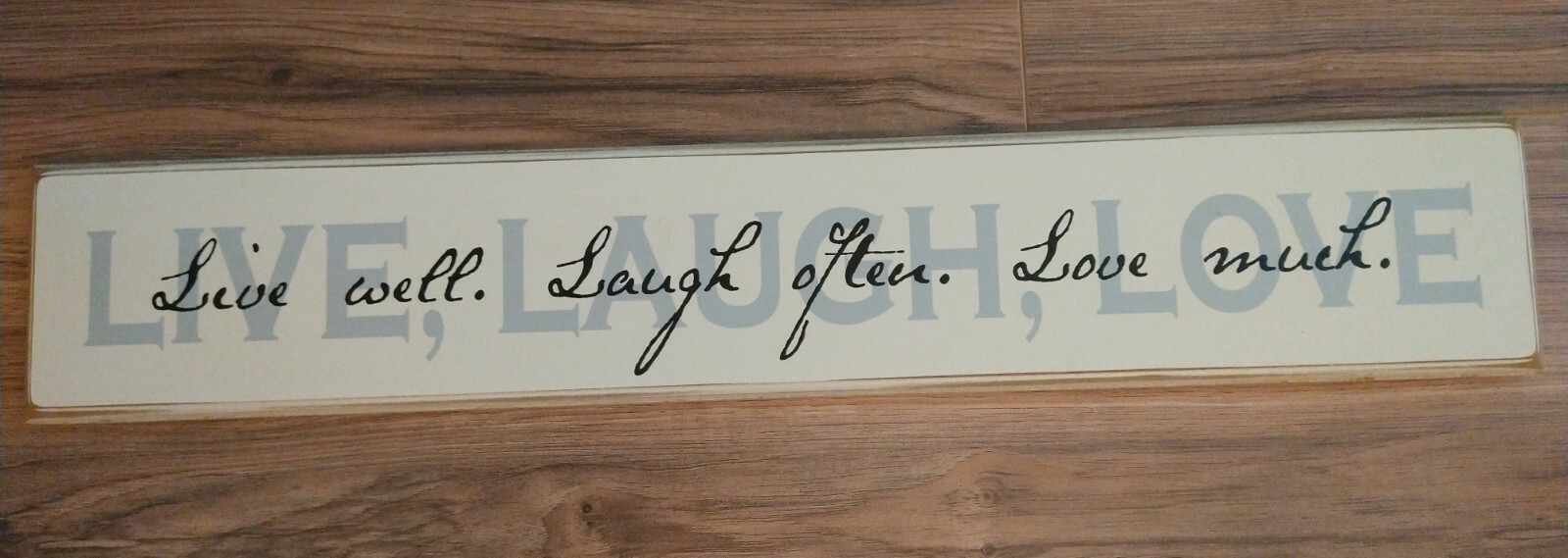 Rustic Farmhouse LIVE LAUGH LOVE recycled Wood Sign Plaque 23″ Cream Black Gray