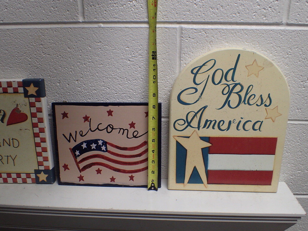 Lot of (3) Patriotic Wooden WALL SIGNS PLAQUES