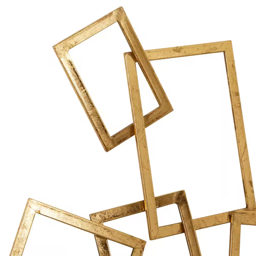 30 In. X 22 In. Metal Gold Overlapping Rectangles Geometric Wall Decor
