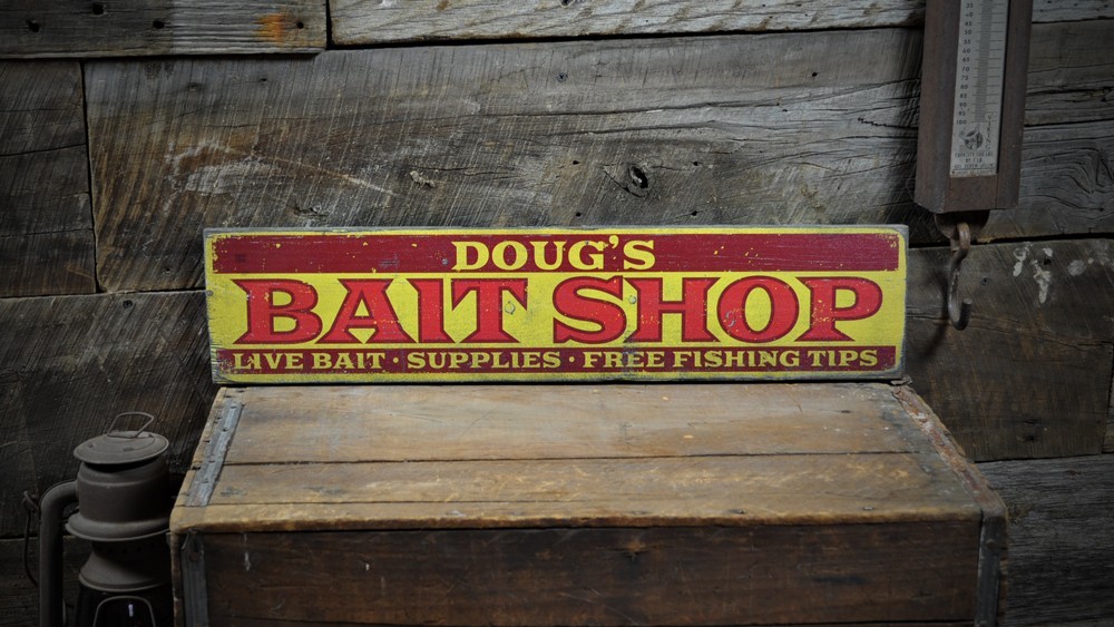 Custom Bait Shop Lake House Sign – Rustic Hand Made Vintage Wooden