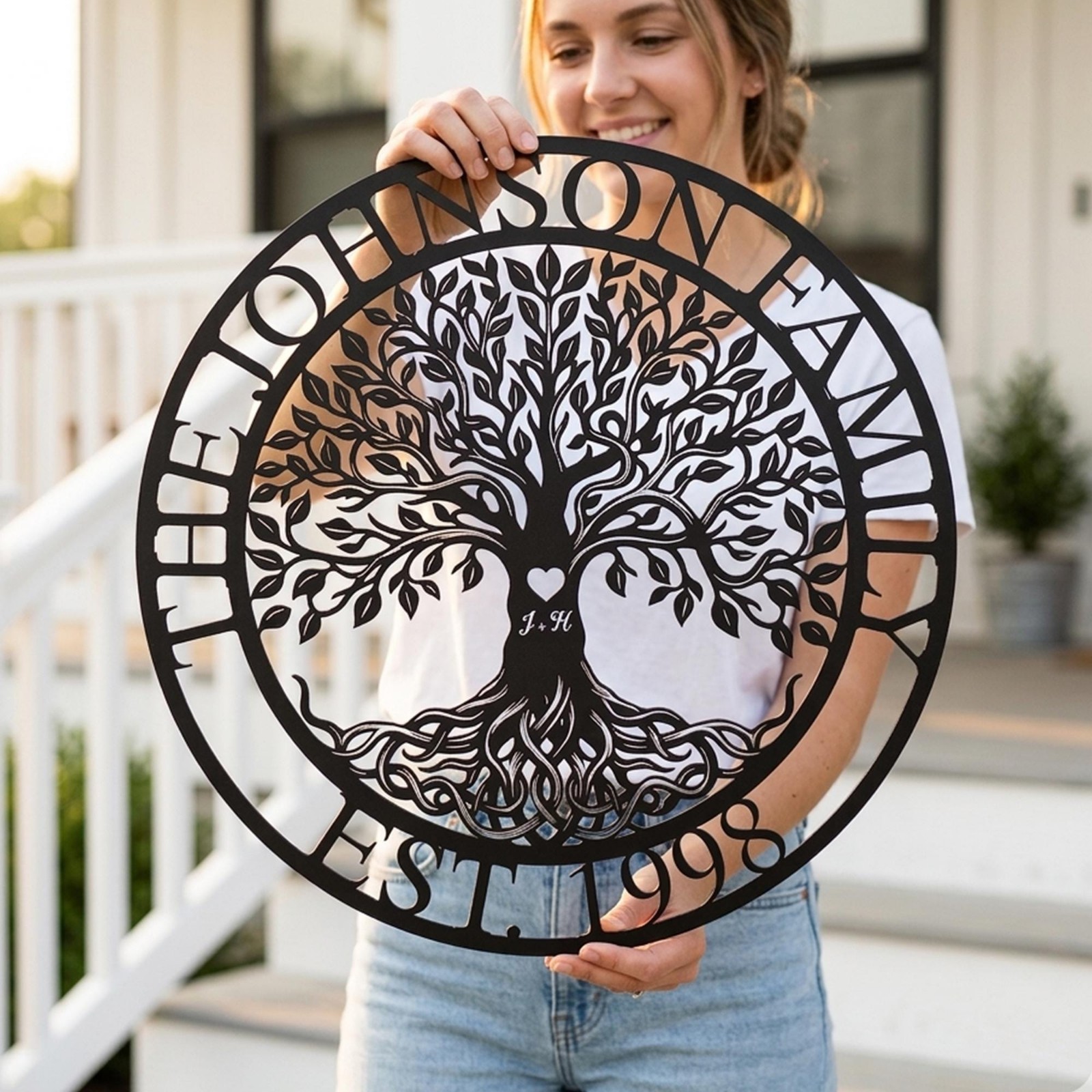Personalized Tree of Life Metal Sign, Custom Family Name Gift