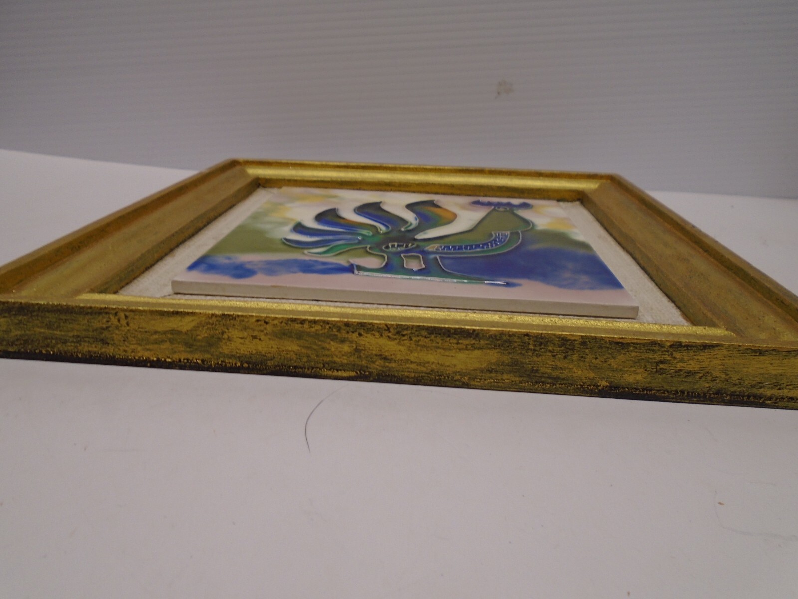 Ceramic Tile Wall Hanging Rooster Framed Portugal Farmhouse Country 9.5×9.5 in