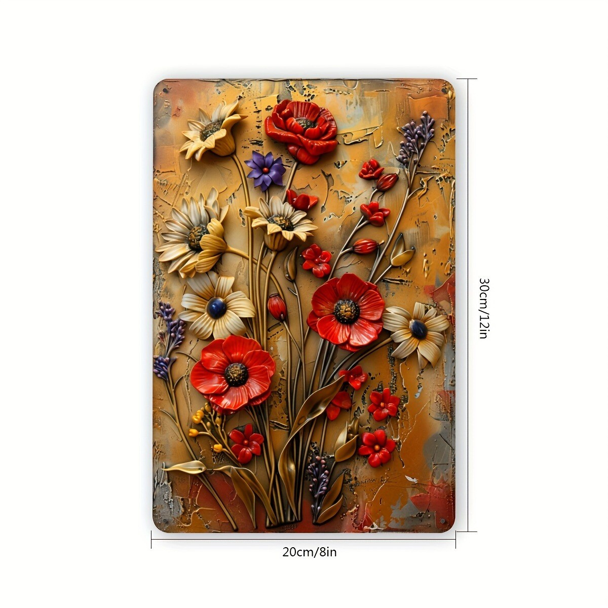 Vintage Floral Metal Wall Art Metal Sign Garden Plaque Wall Decor Gift 8″x12″
