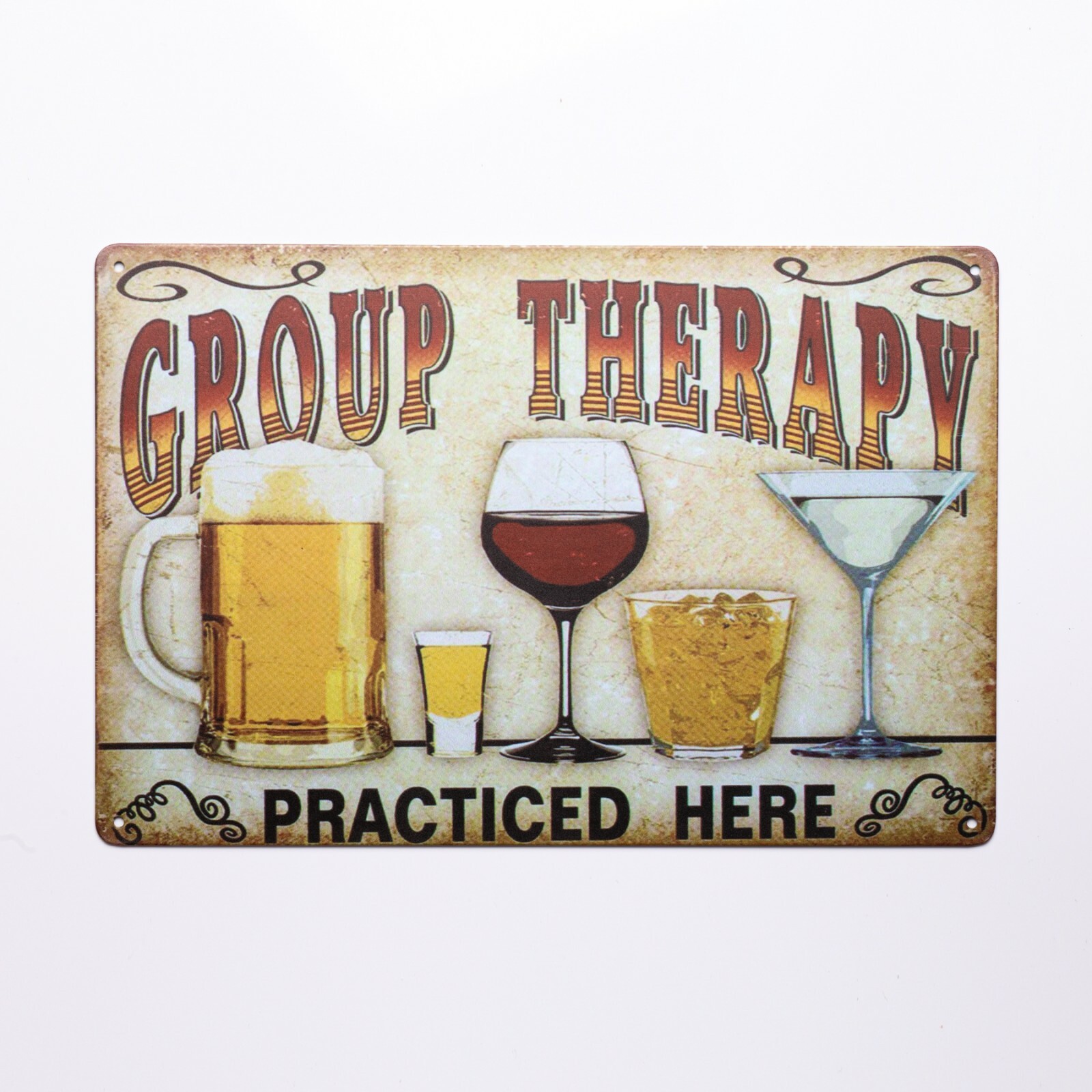 “Group Therapy Practiced Here” Funny Beer Stressed Style Tin Bar Cafe Sign .