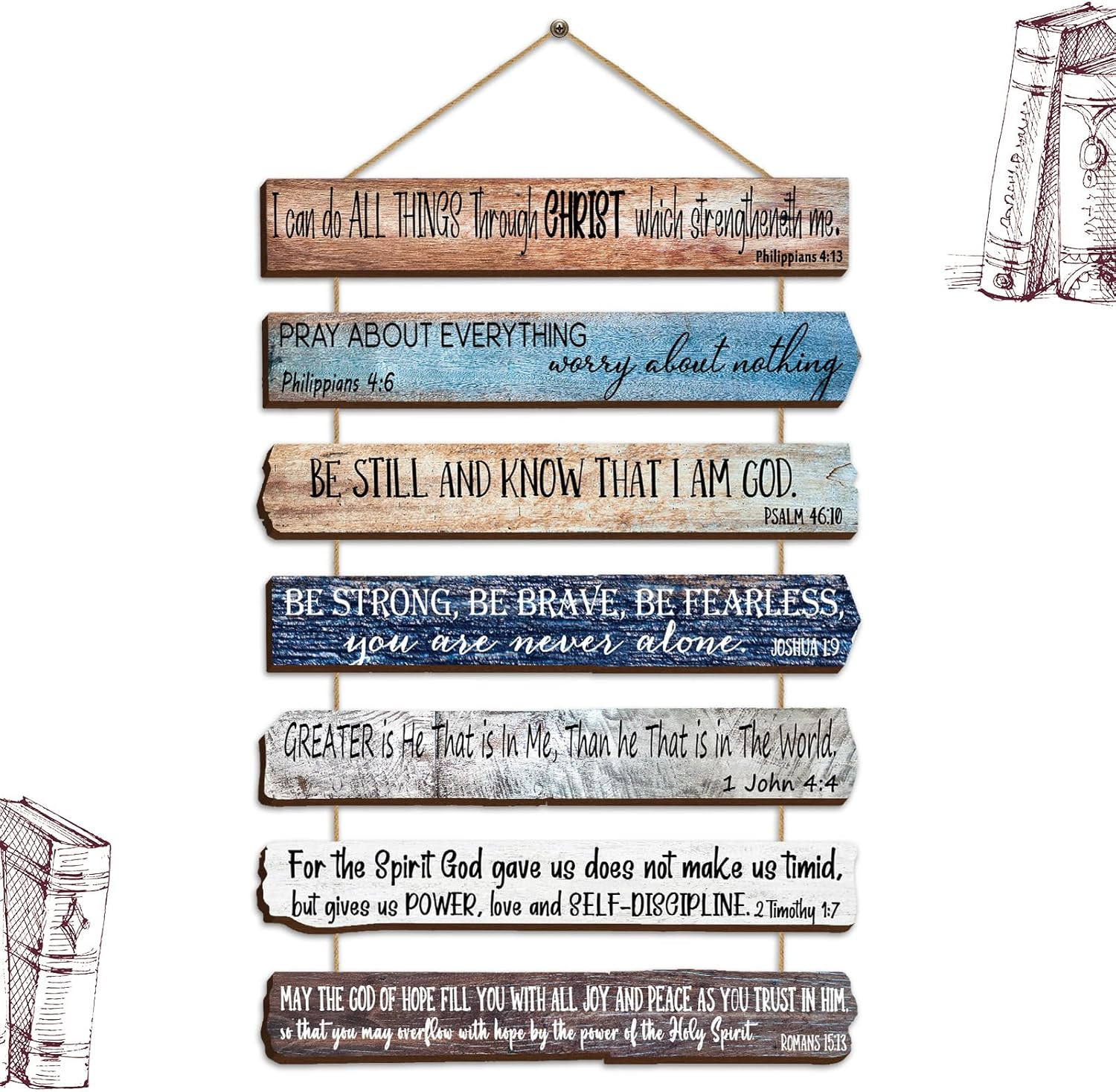 Christian Wall Art Gifts for Women Men – 7-tier Inspirational Wooden Bible Verse