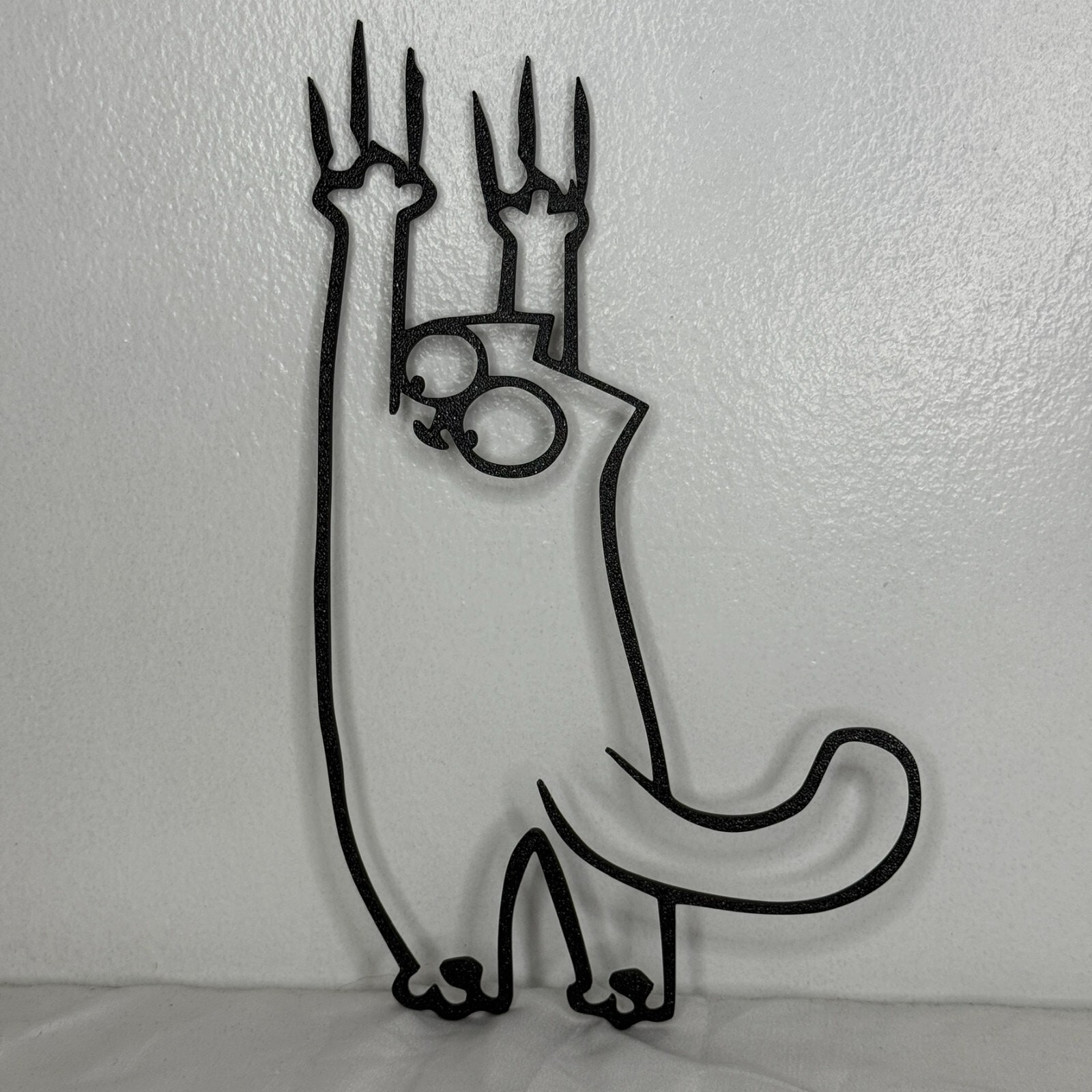 Funny Hanging Cat Wall Art Black Outline Modern Minimalist Decor