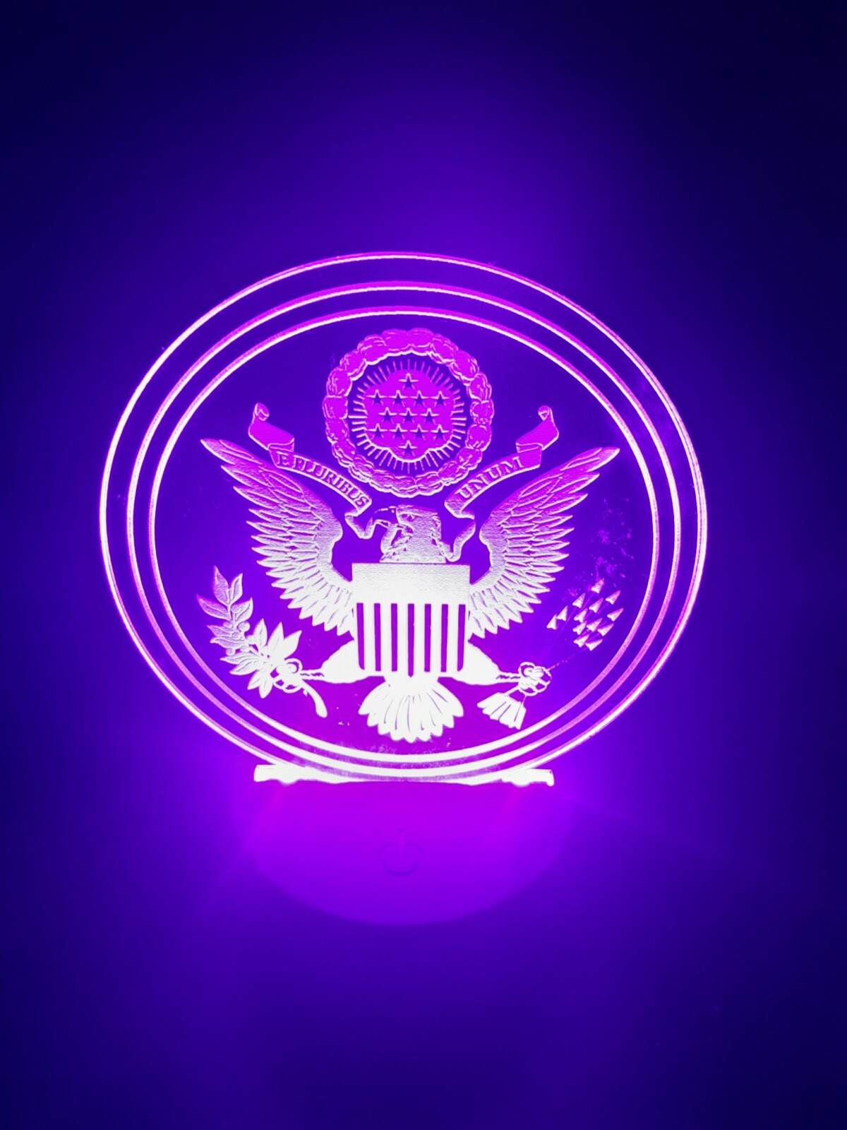 Edge Lit Tabletop Sign, Multi-Colored LED, Night Light UnitedStates Coat of Arms