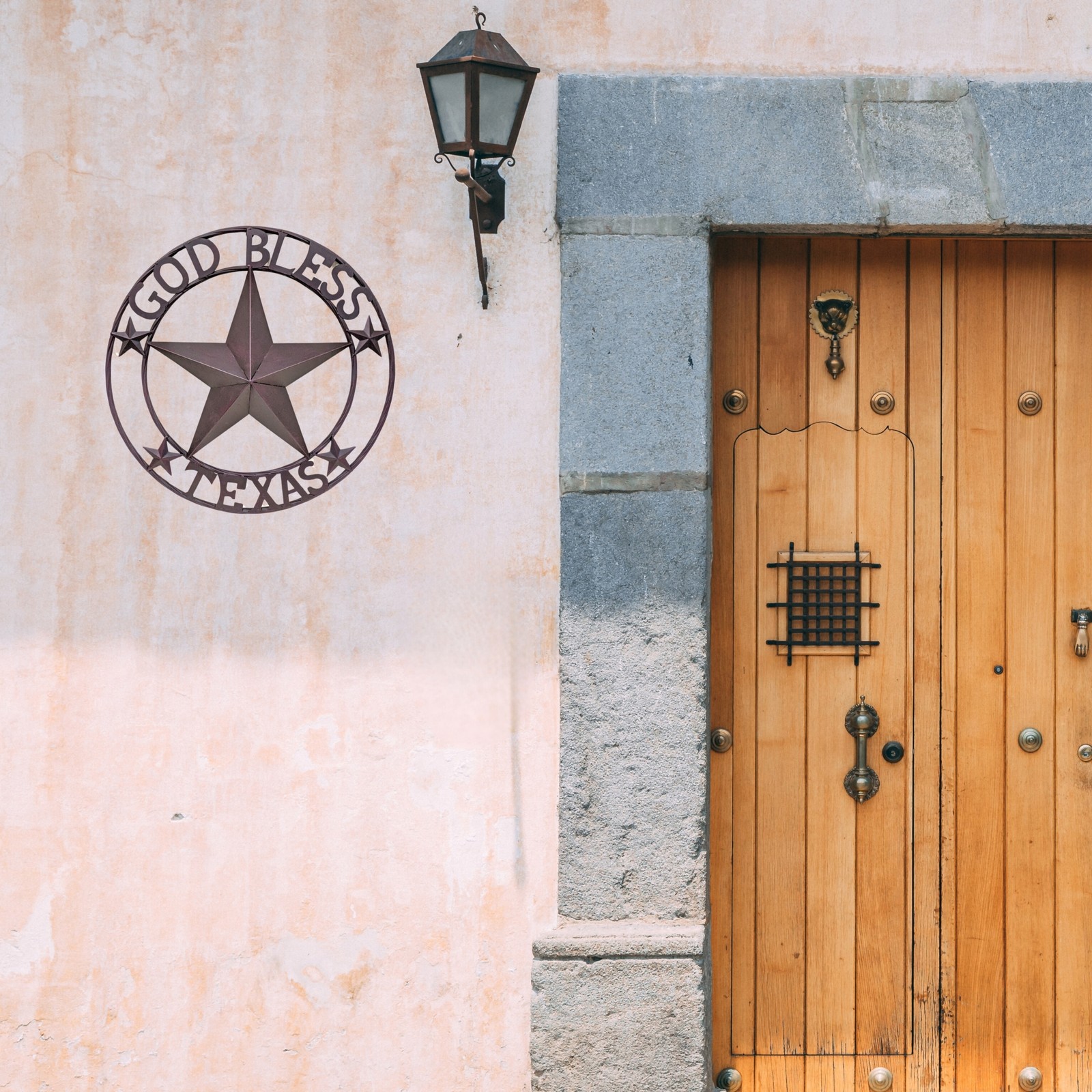 Rustic Metal Circle God Bless Texas Star Wall Hanging Sign Plaque WelcomeDecor