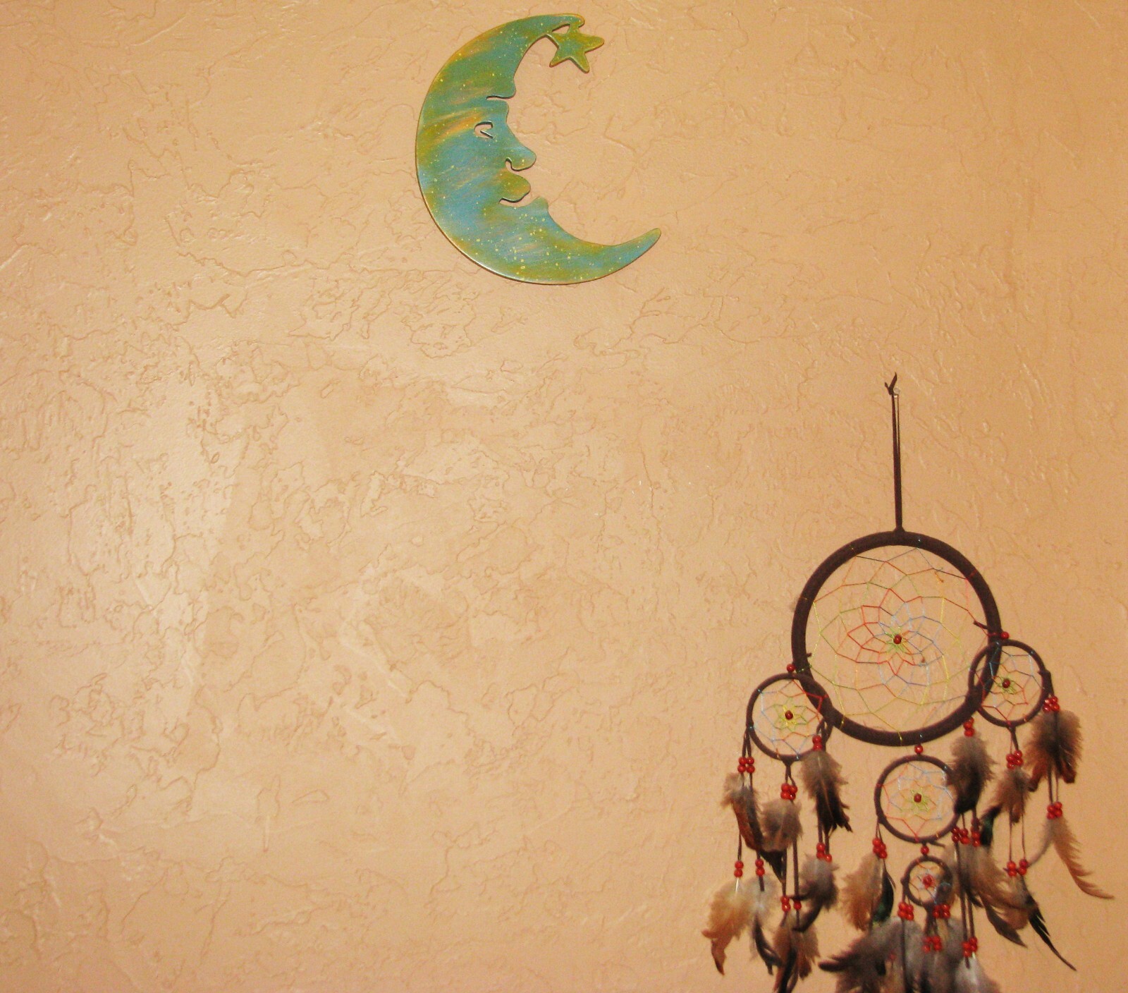 Crescent Moon Wood Wall Hanging , 10″, Hippie Boho Wall Art, Half Moon, Lunar