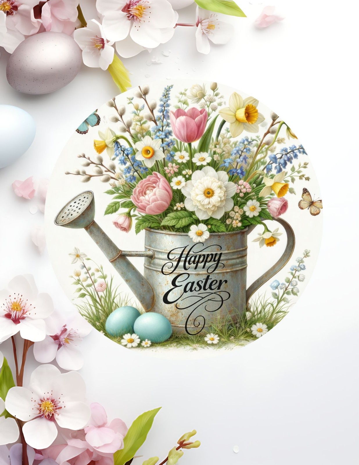 Easter~ Floral~ 10 inch~ Metal~ Round ~ Sign~ FREE shipping~ CHOICE~ Gifts