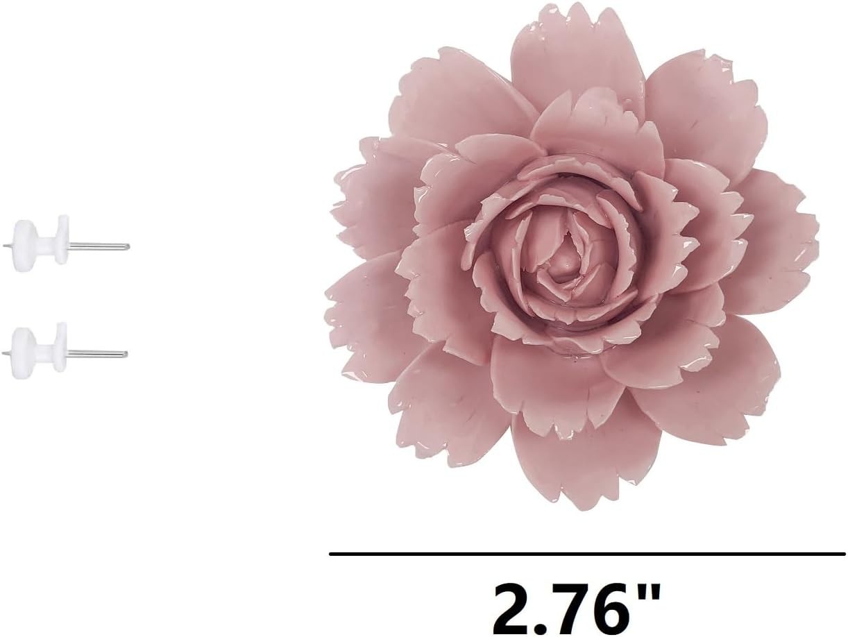 Elegant Ceramic Flower Wall Sculpture – Stunning 3D Pink Camellia Art