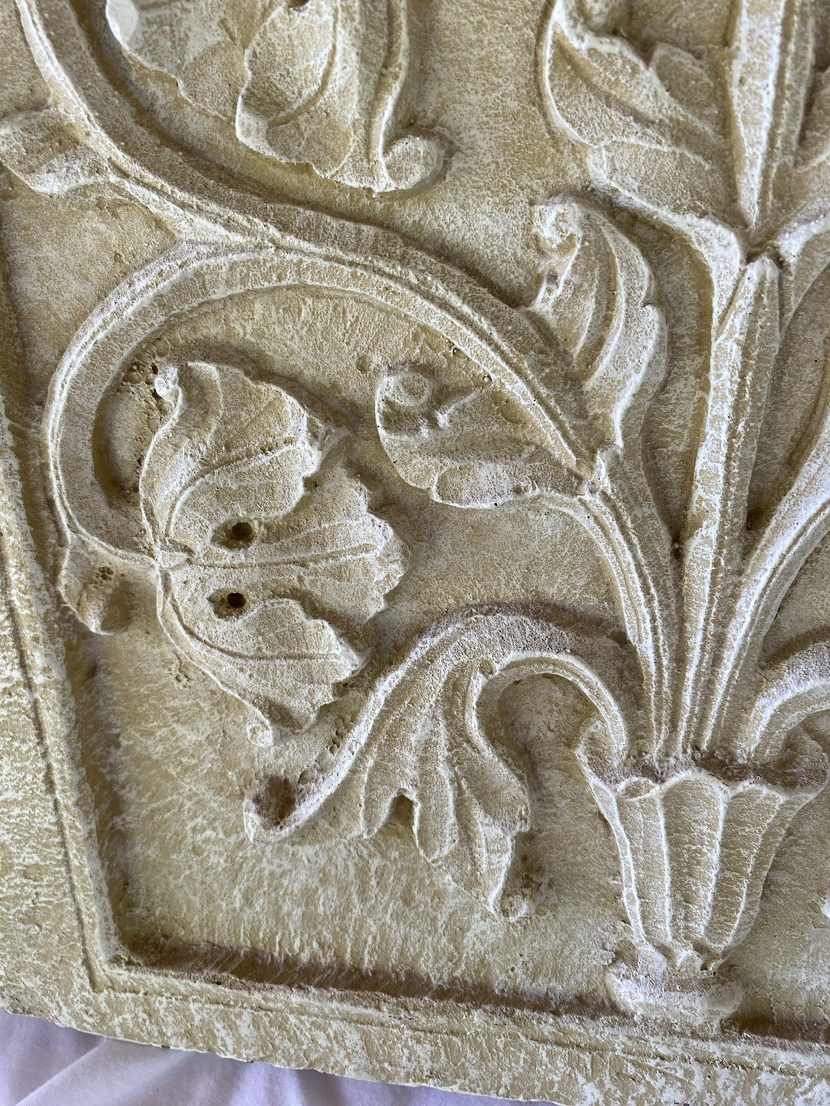 Ornate Gothic Wall Art Plaque Stone Look Resin 14” X 14-1/2” Textured Bordered