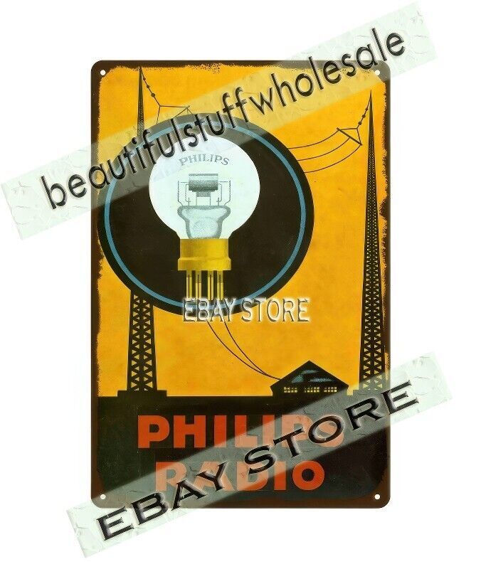 1931 Philips miniwatt audio vacuum radio tube metal tin sign house decor shops