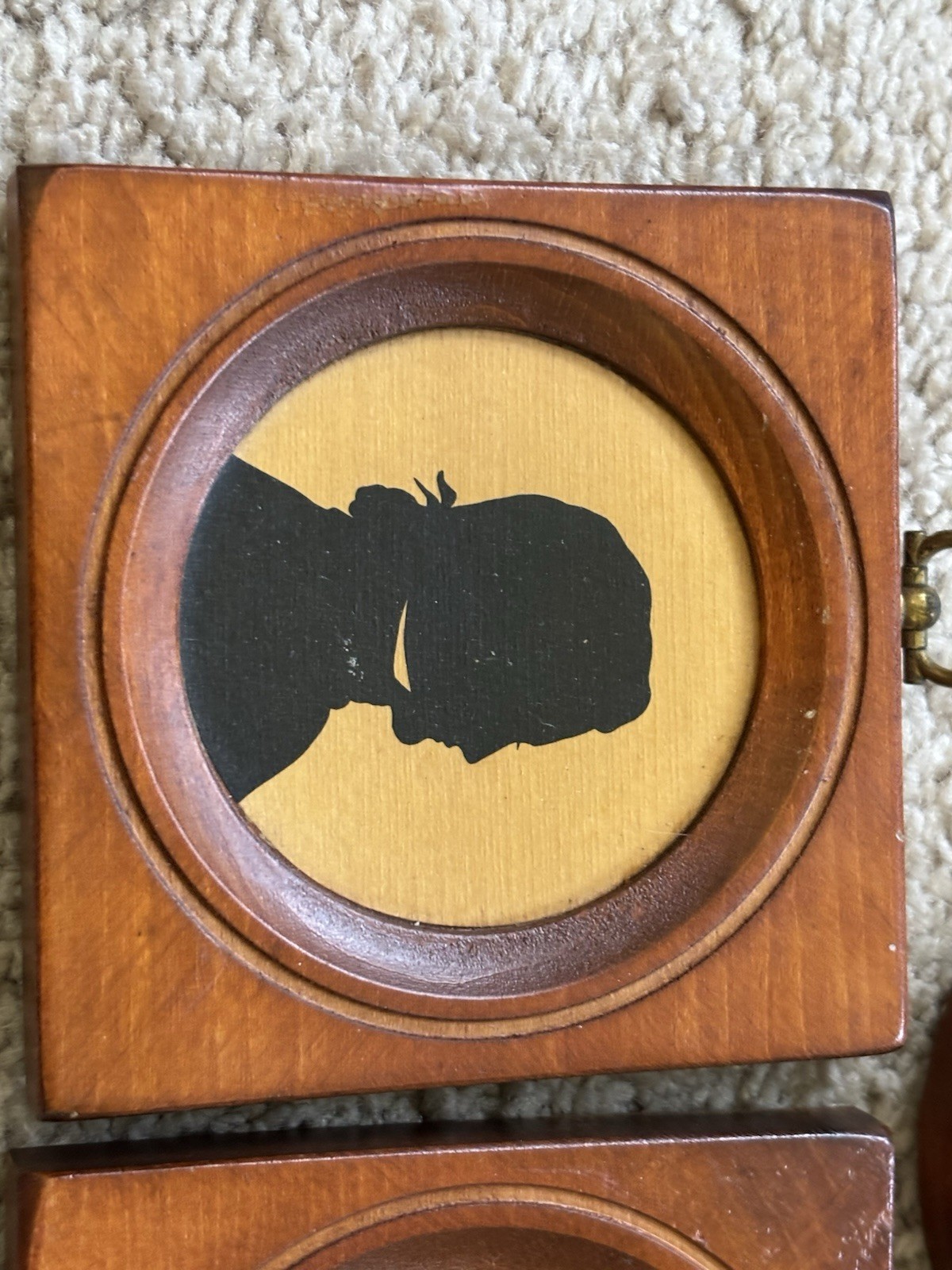 Vintage Woodcroftery Silhouette Portraits ~ Set of 3 wooden frames