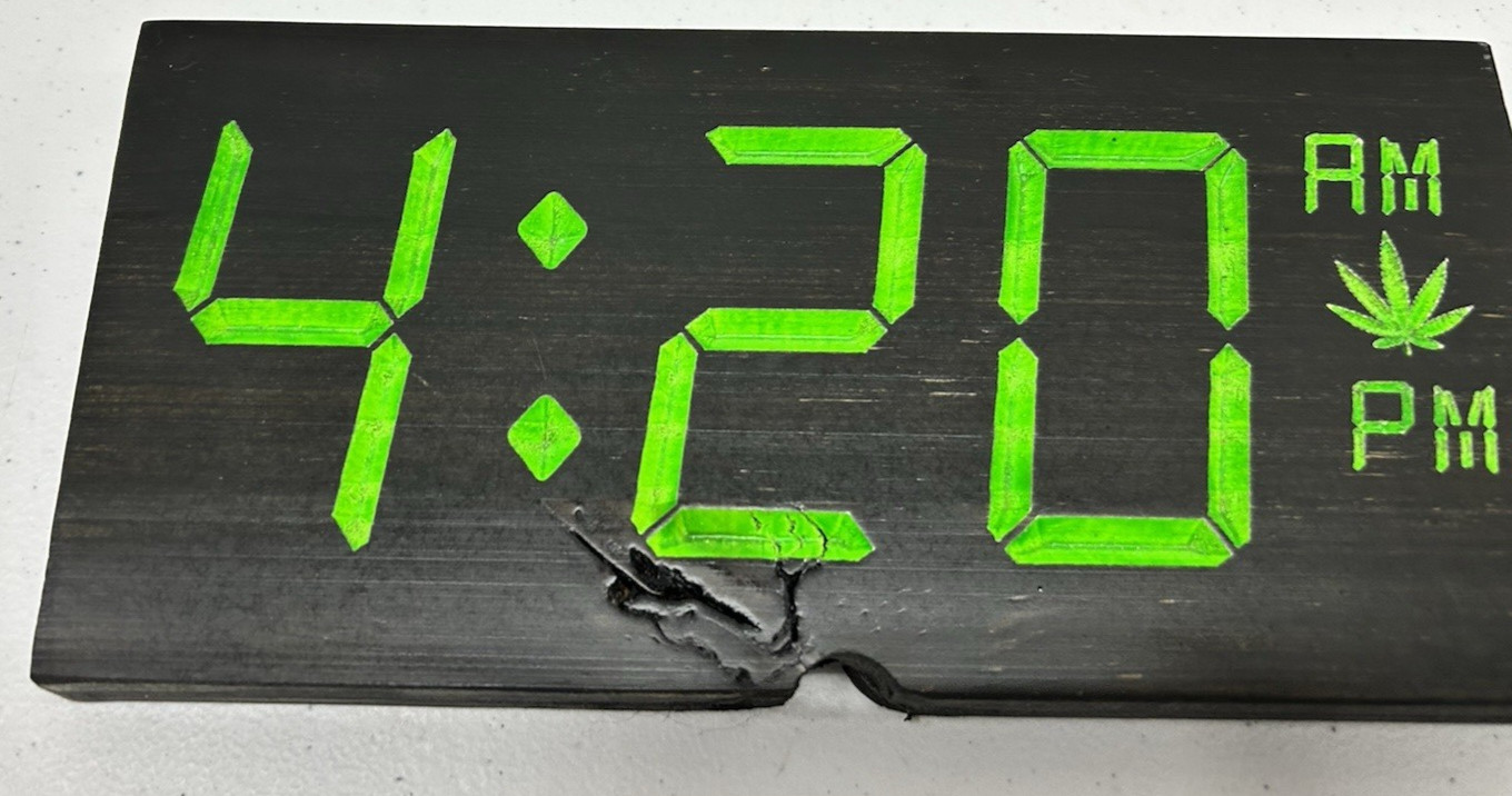 Handcrafted Wooden Time is 420 Faux Digital Clock Marijuana Carved Handmade Sign