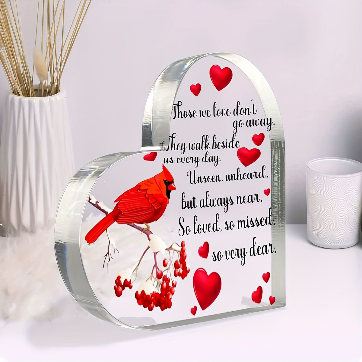 Memorial Gift Acrylic Heart Shaped Memorial Plaque for Deceased Loved Ones