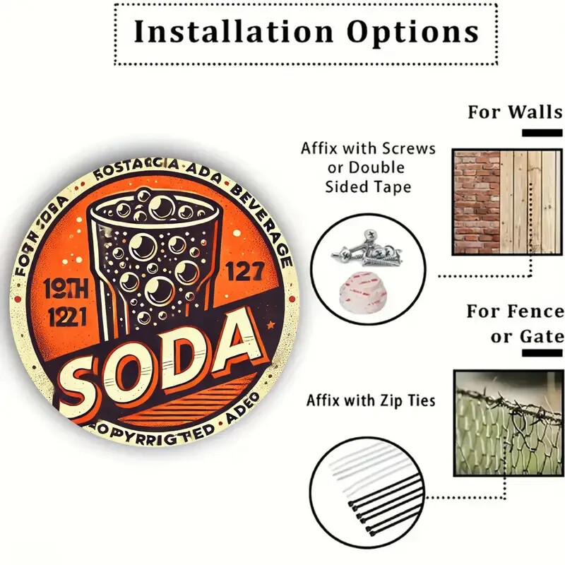 SODA POP FOUNTAIN COLA Rustic Metal Sign RETRO Garage Man Cave DINER CLASSIC 50S