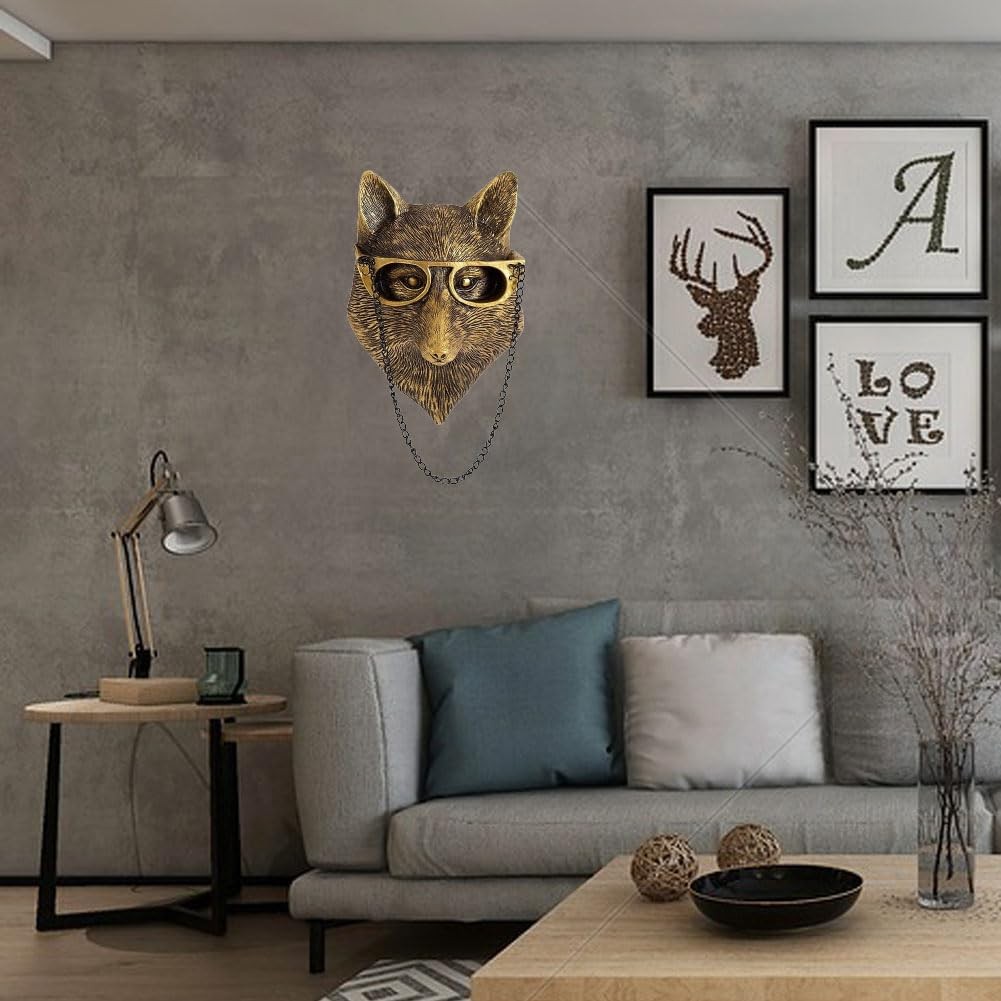 1 Pcs Fox Wall Sculpture Animal Head Wall Decor Head Wall Decor Faux Taxiderm…