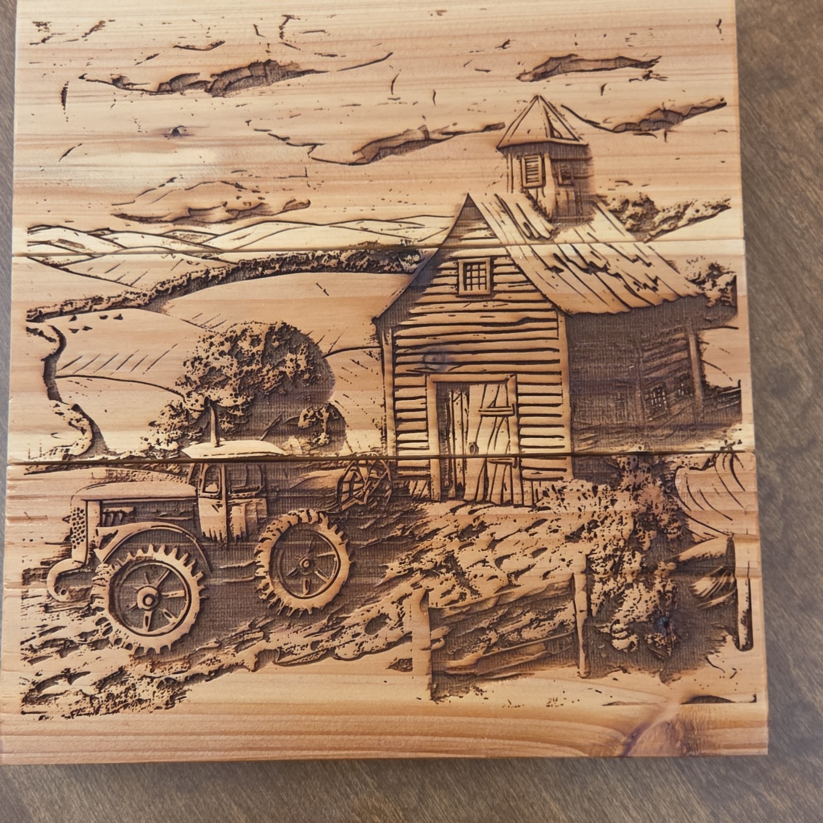 Rock Creek Creations Engraved Wood Wall Plaque Farm Barn Tractor 8 1/2×9 1/8