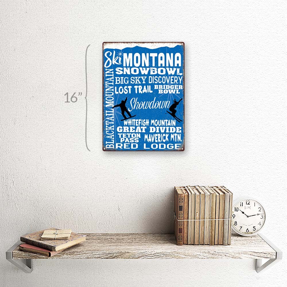 Ski Montana Metal Art Print for Decorating Vacation, Cabin, and Lake house