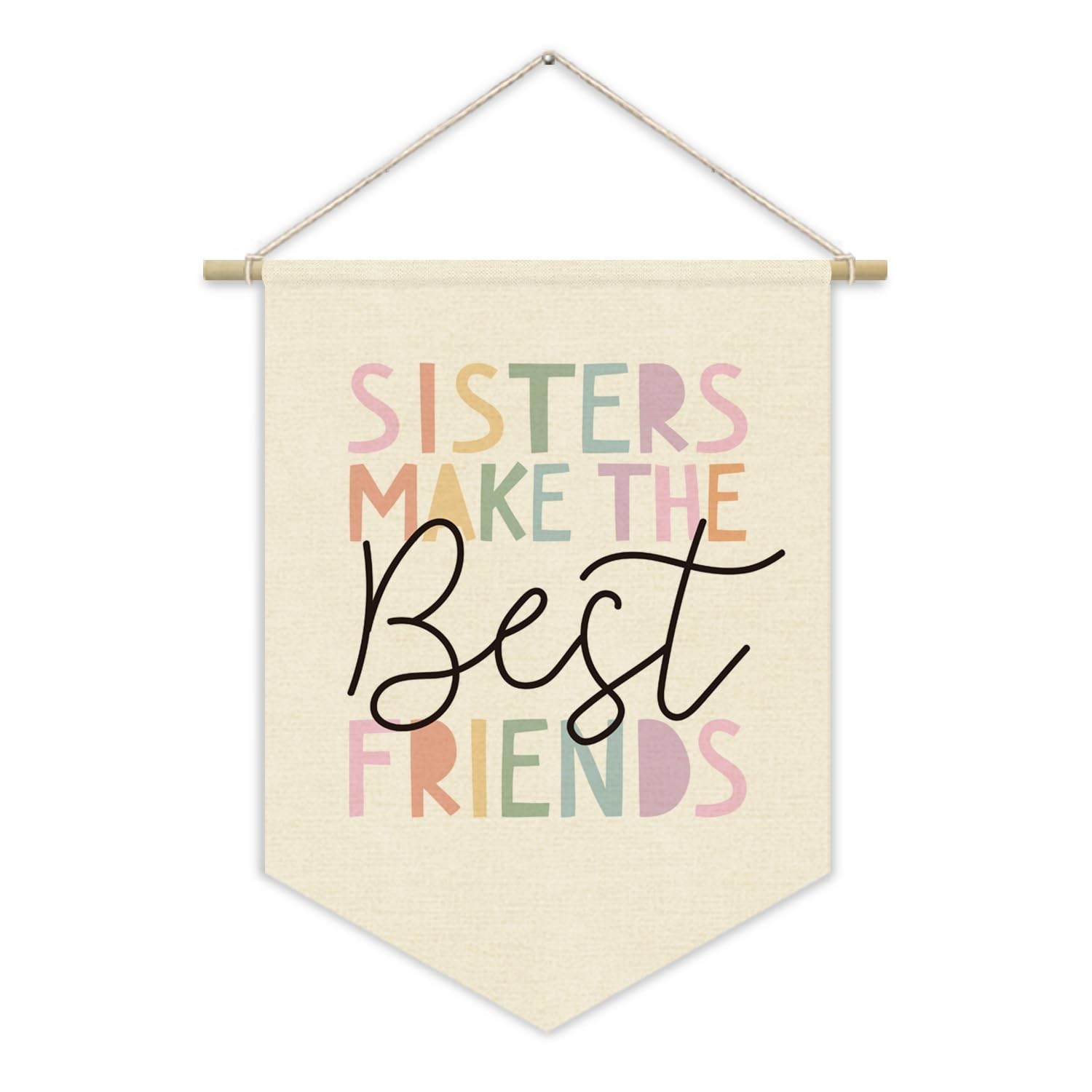 Wall Decor, Pink Art, Sisters Banner, Beige