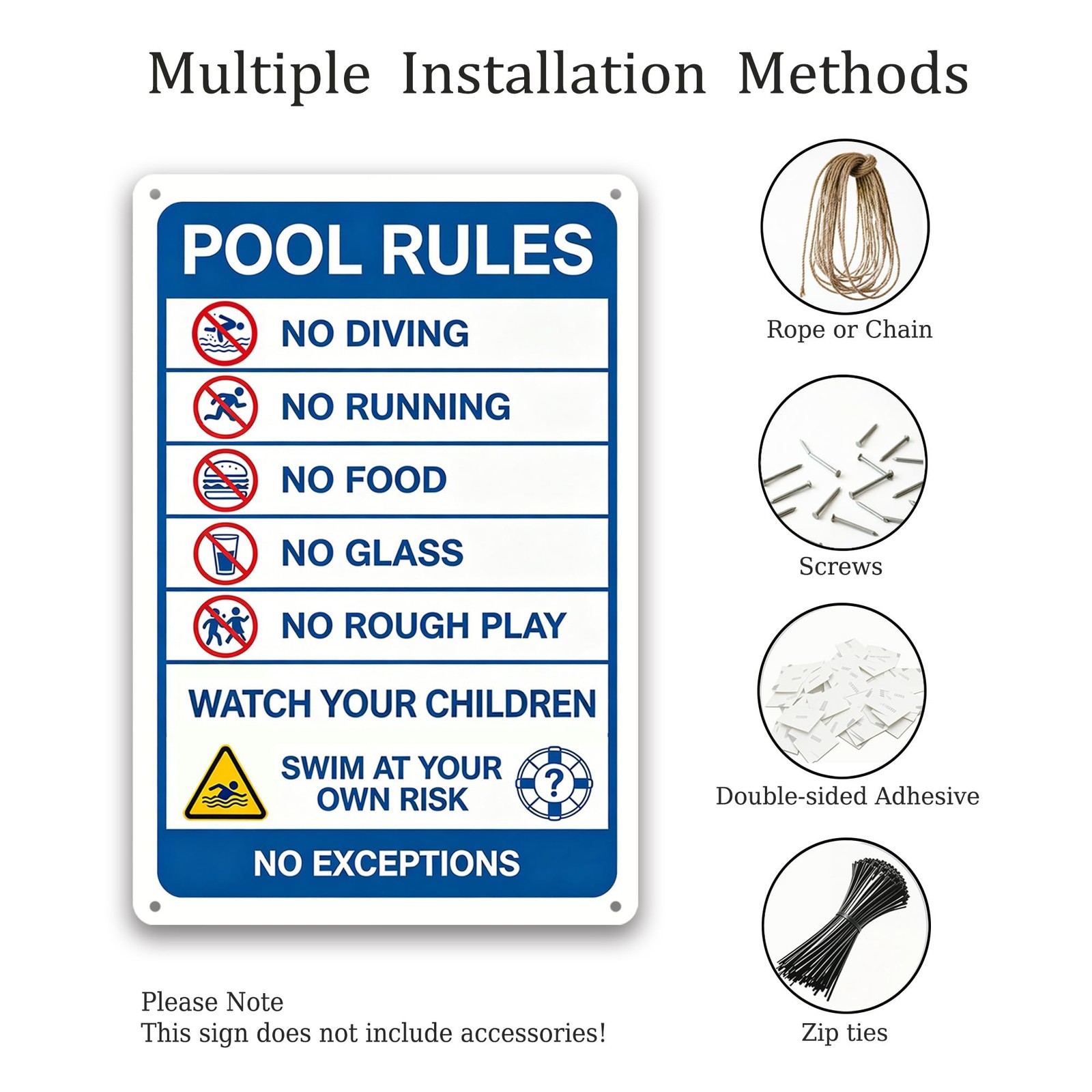 Funny Pool Warning Sign, 12×8 Inch Aluminum Pool Rules Sign, Indoor Outdoor B…