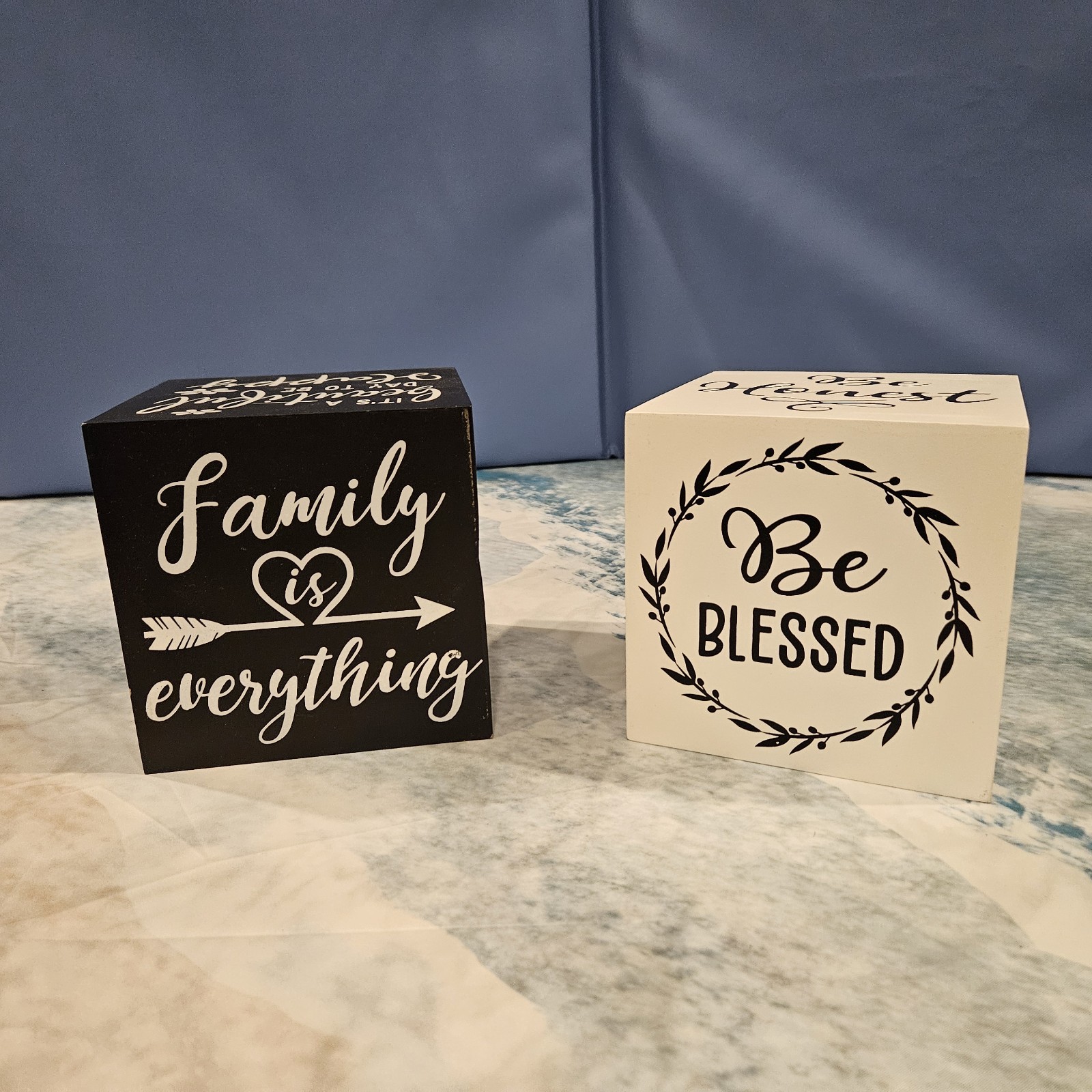 Inspirational Wood Block Decor Set Of 2 Reversible Blocks 6 Sides Farmhouse