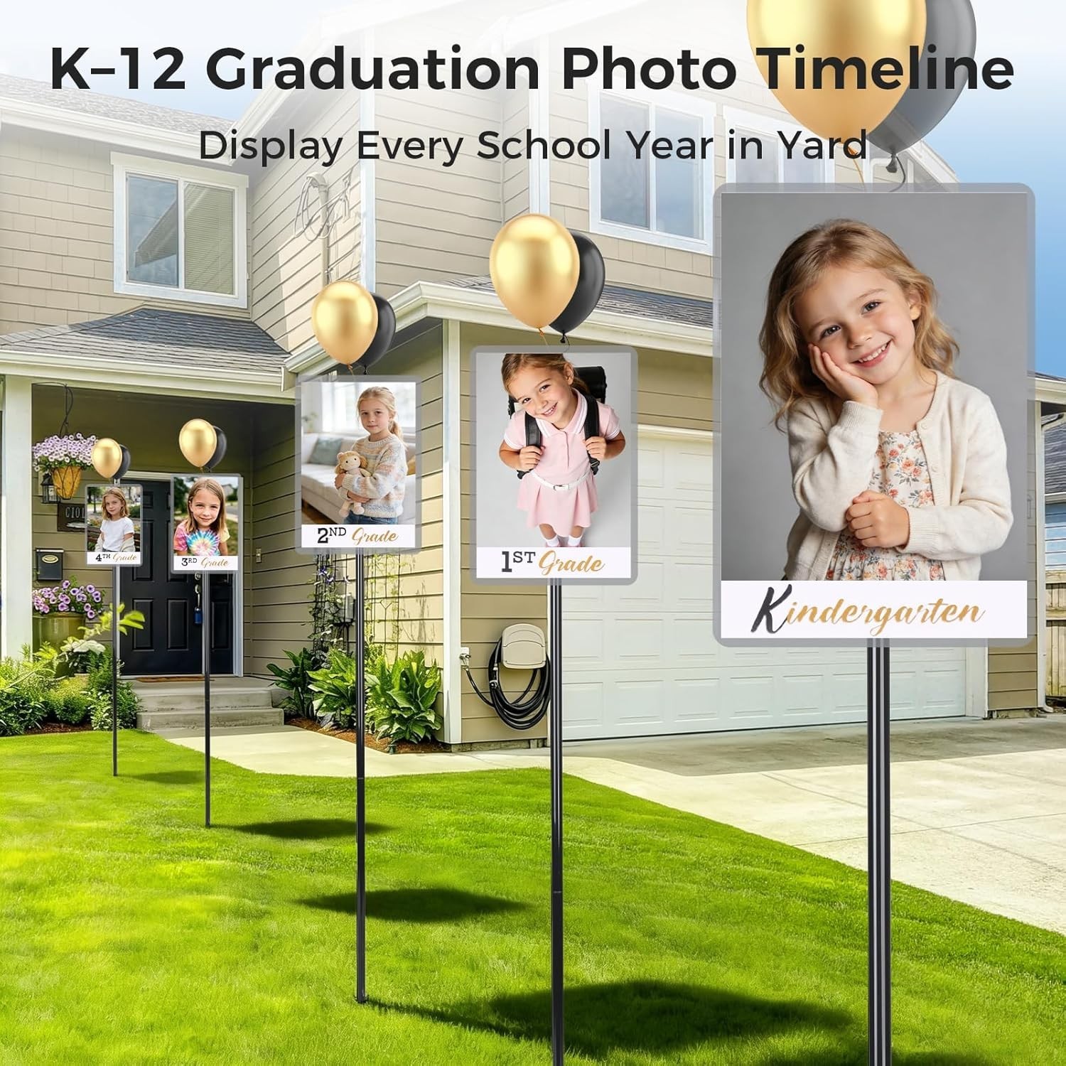 2026 Graduation Decorations– K–12 Photo Display Yard Signs with Stakes, Schoo…