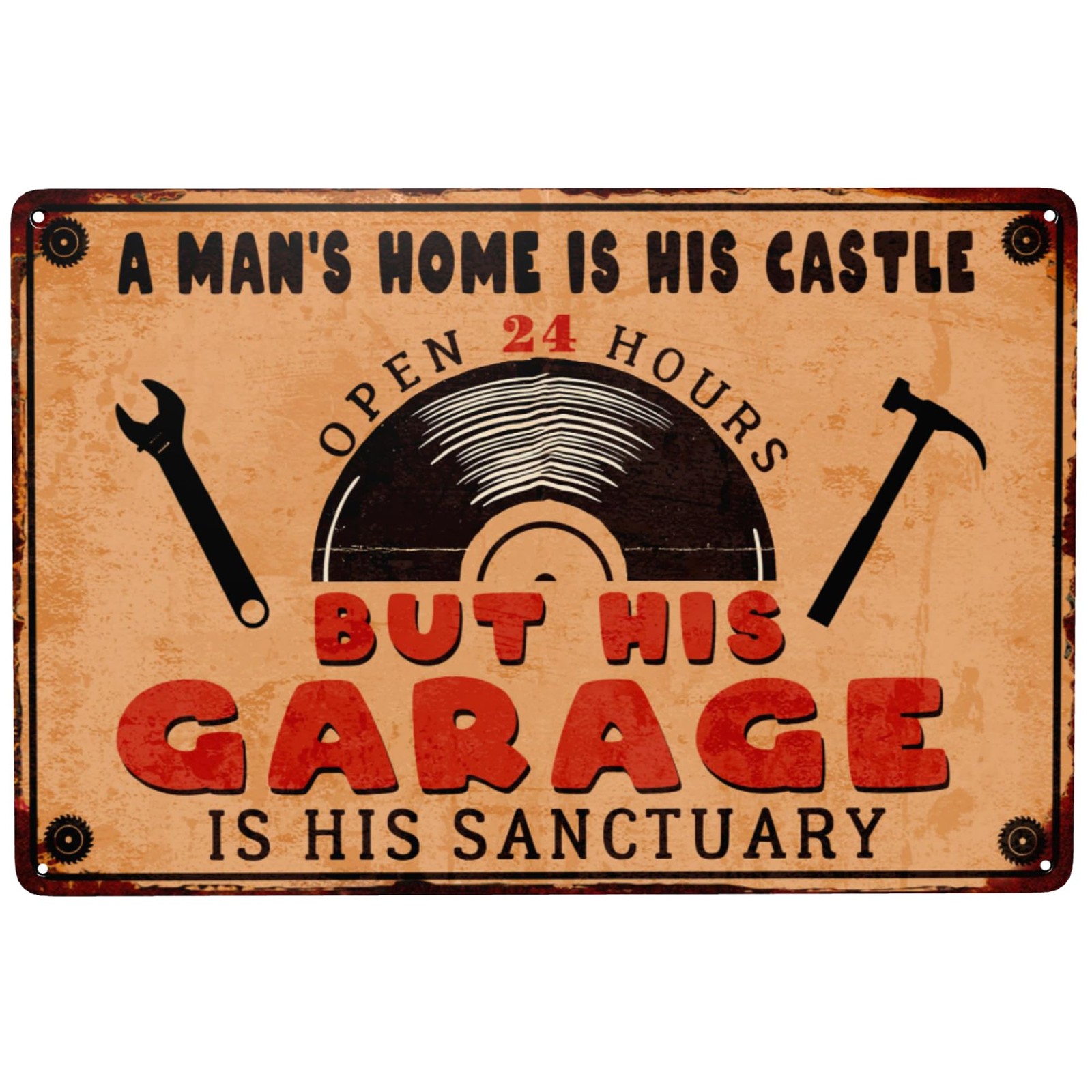 Man Cave Accessories For Men Garage Wall Decor Vintage 12 x 8 inches, Brown