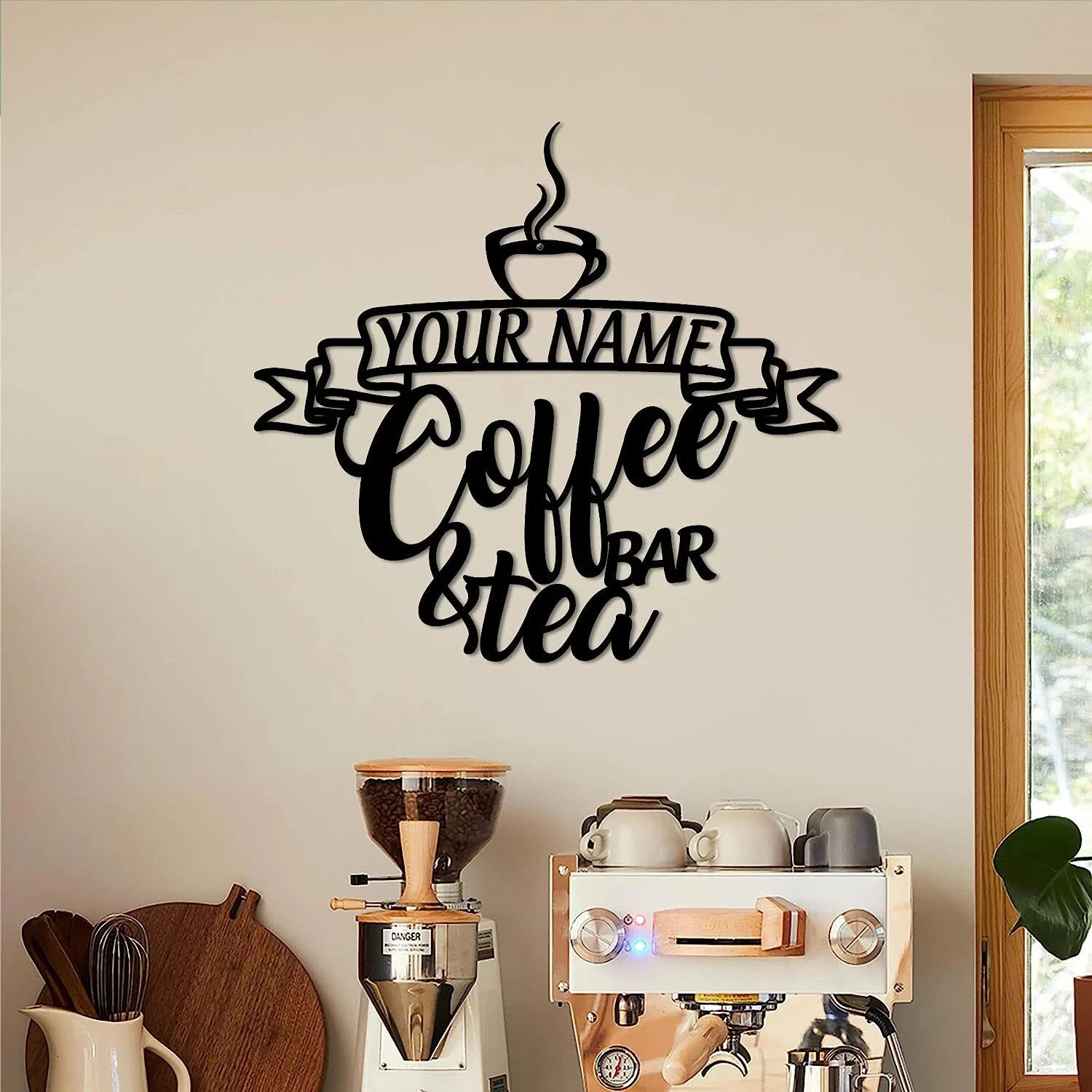 Personalized Coffee Bar Metal Sign Custom Name Kitchen Tea Room Wall Art Decor