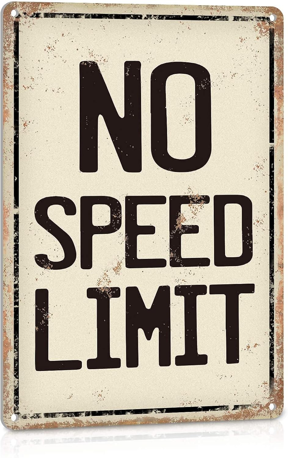 Vintage No Speed Limit Metal Sign – Fun Wall Art for Garage & Man Cave