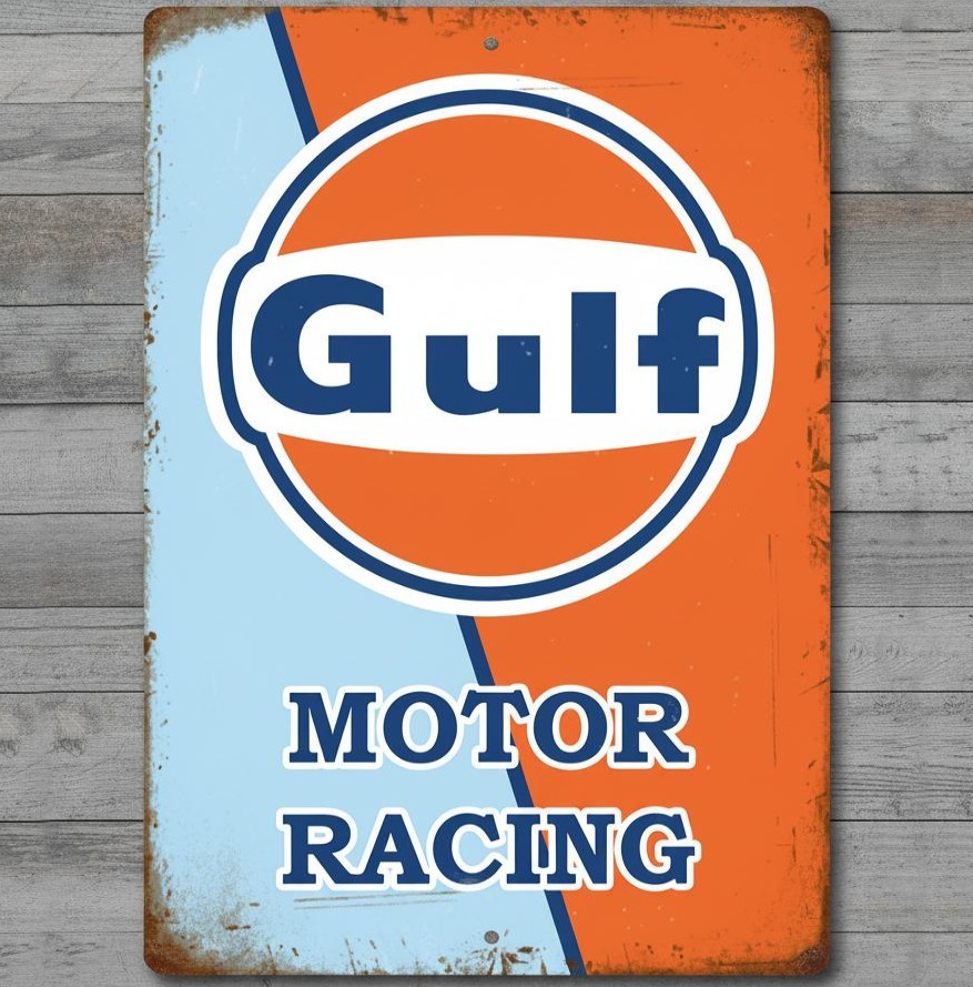 Gulf Motor Racing 12 x 18 Vintage Novelty Metal Sign Made In USA New!