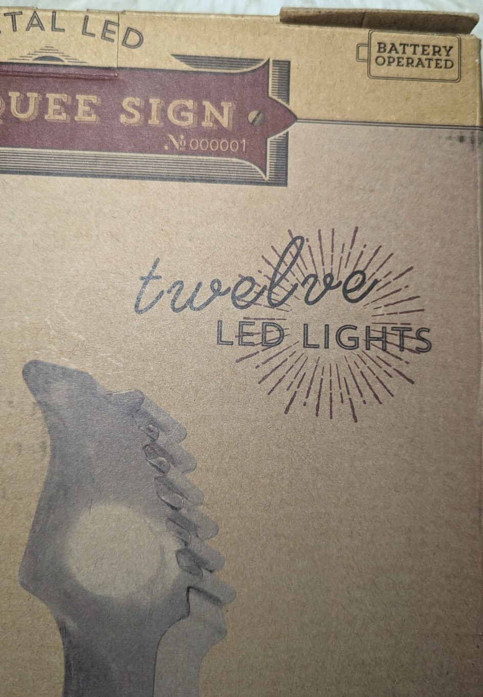 MAN CAVE LED Lighted ELECTRIC GUITAR Marquee Primitive Metal Wall Art Decor