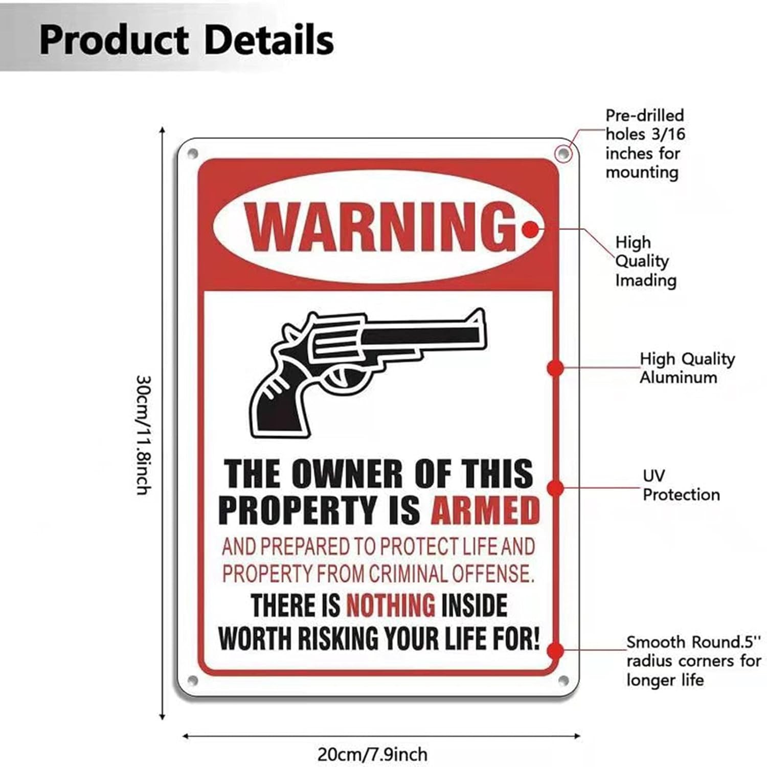 No Trespassing Sign 2PCS Private Property No Trespassing Warning Metal Yard Sign