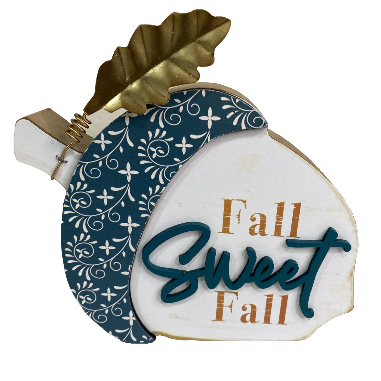 Ashland “Fall Sweet Fall” Wood Sign Acorn with Metal Leaf Freestanding Autumn
