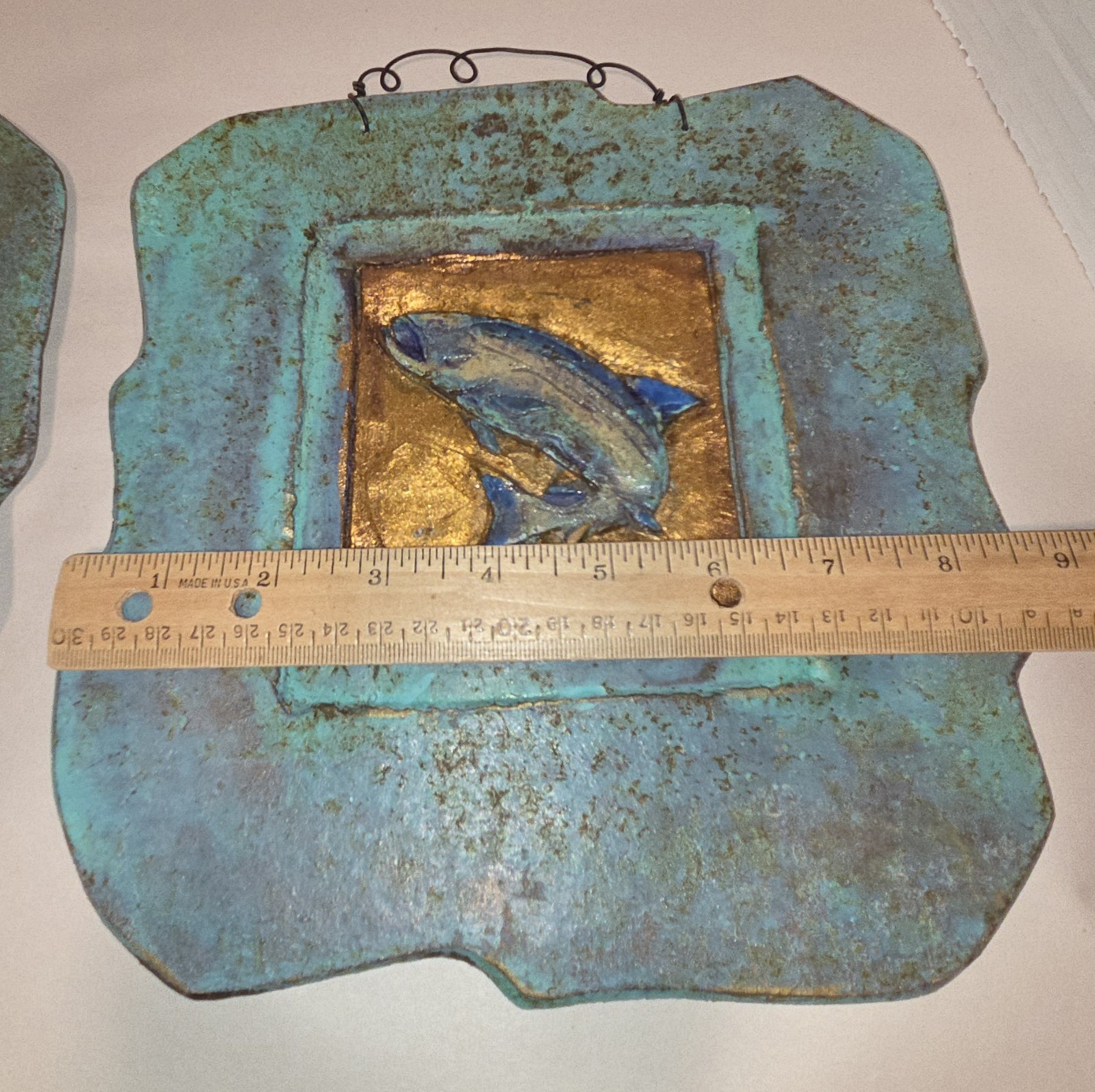 Jeanne Dana Cold Bronze Plaques Wall Art Salmon Caribou Elk Mixed Media 2 Pieces