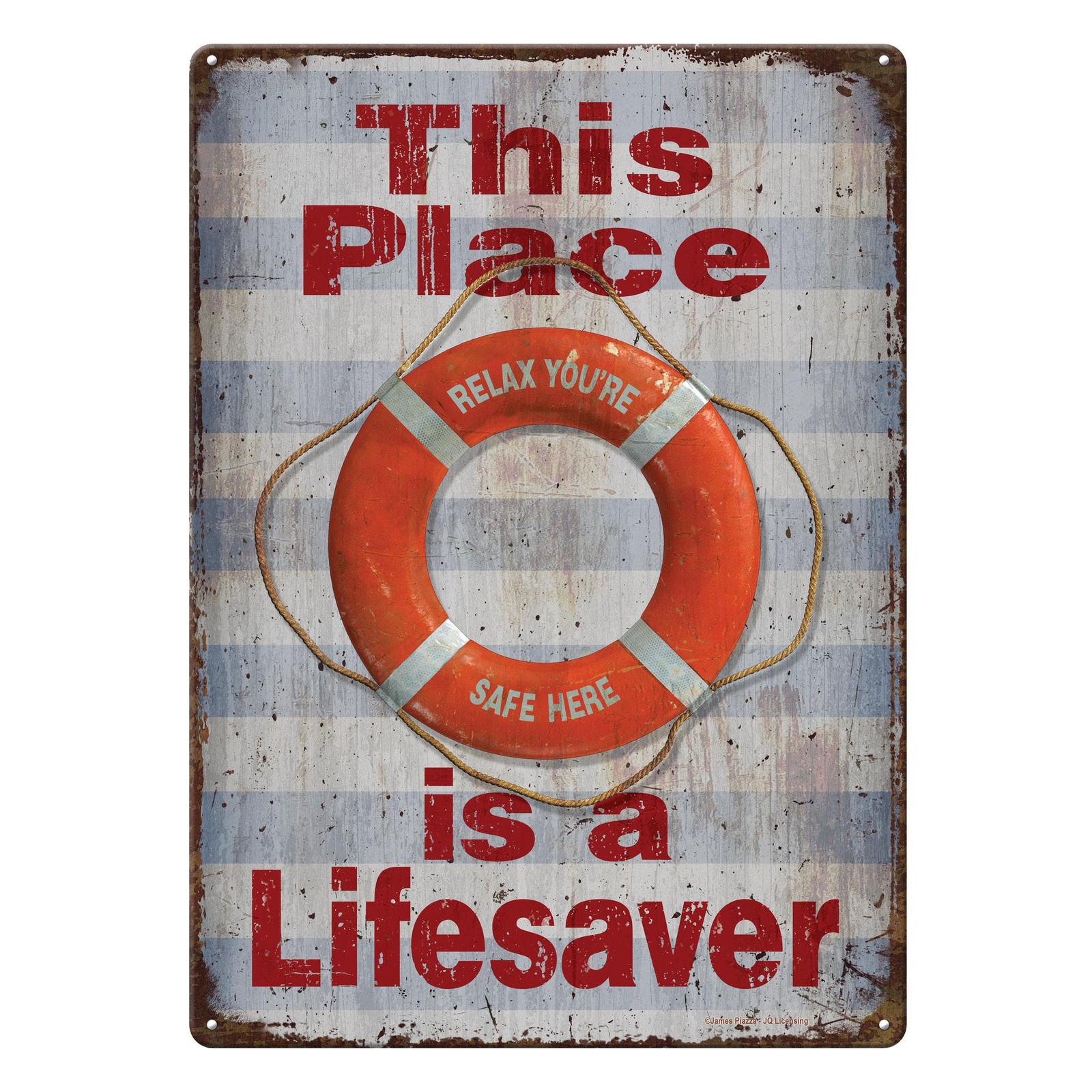 Rivers Edge Products Tin Sign, 17″ x 12″ Weatherproof Metal Wall Art, Lifesaver