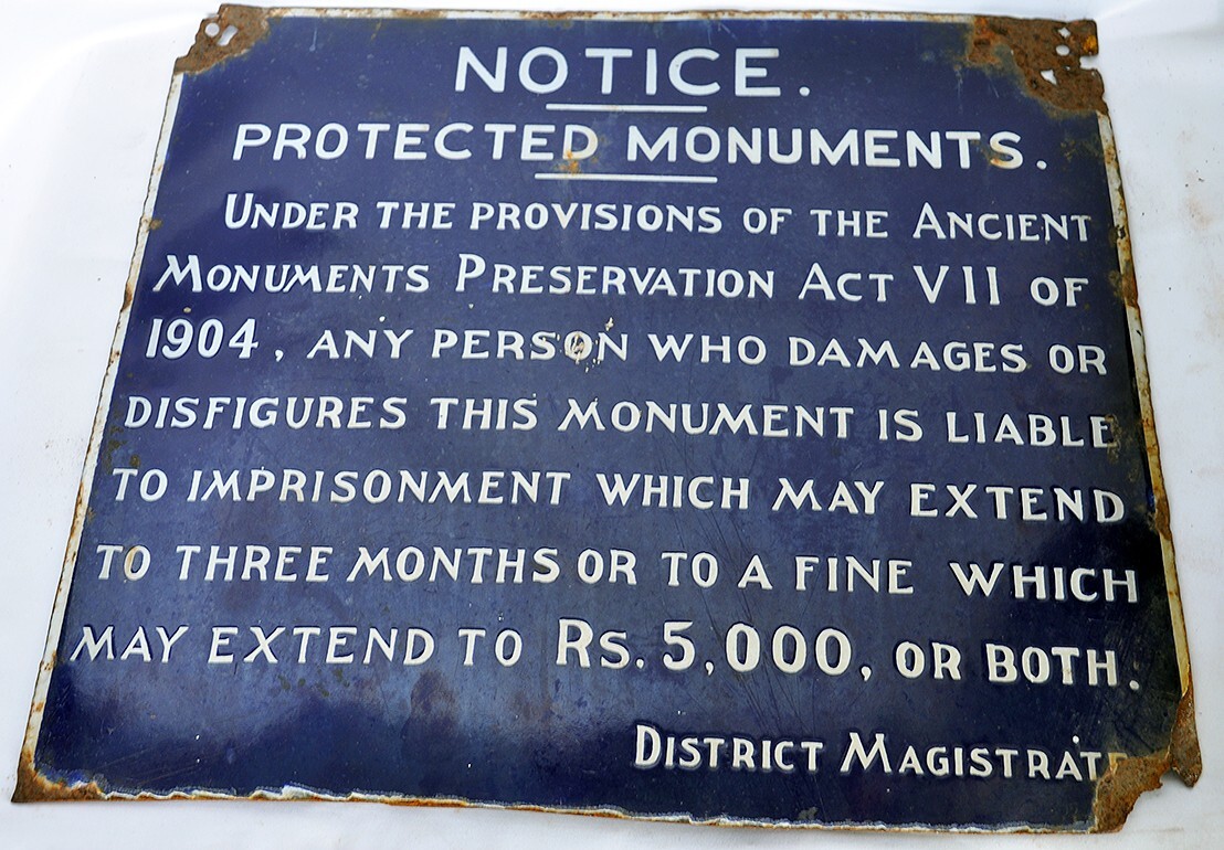 Rare 1904 Porcelain Sign, India’s Protected Monuments Warning Notice,Genuine Sgn