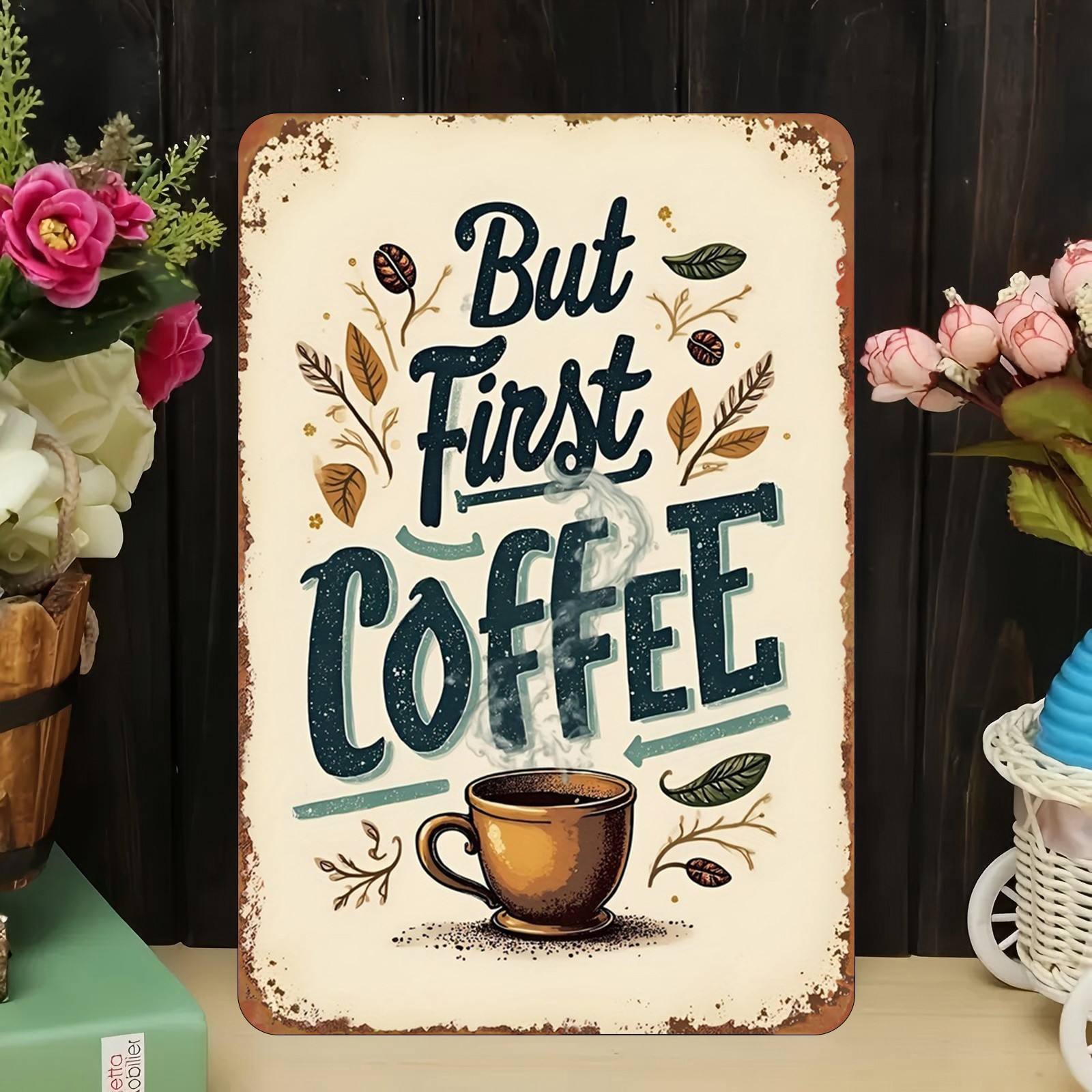 Vintage Metal Coffee Wall Art Sign – Rustic Iron Decor