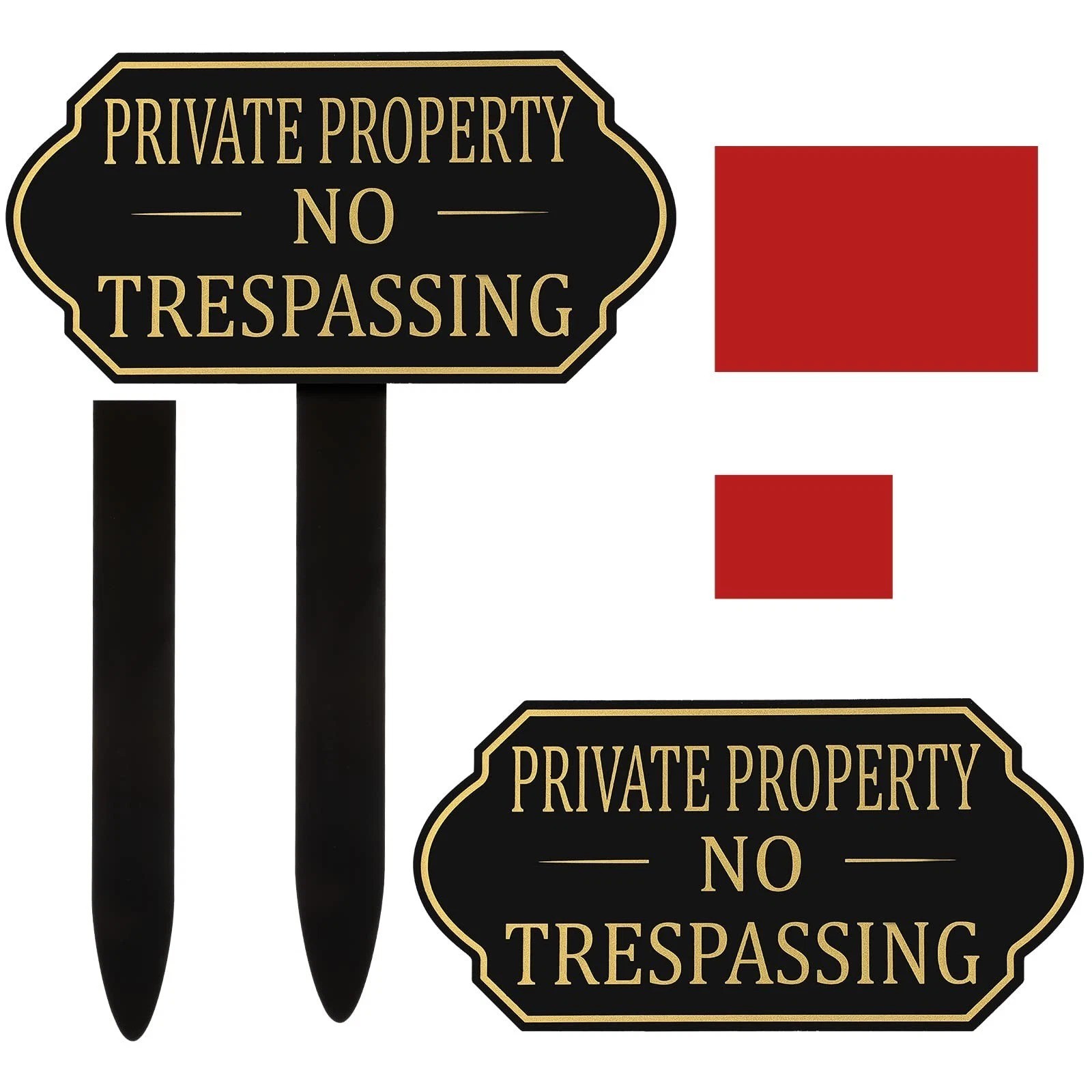 Private Property No Trespassing Sign with Stake, 7.09 X 3.54 Inches Self Adhesiv